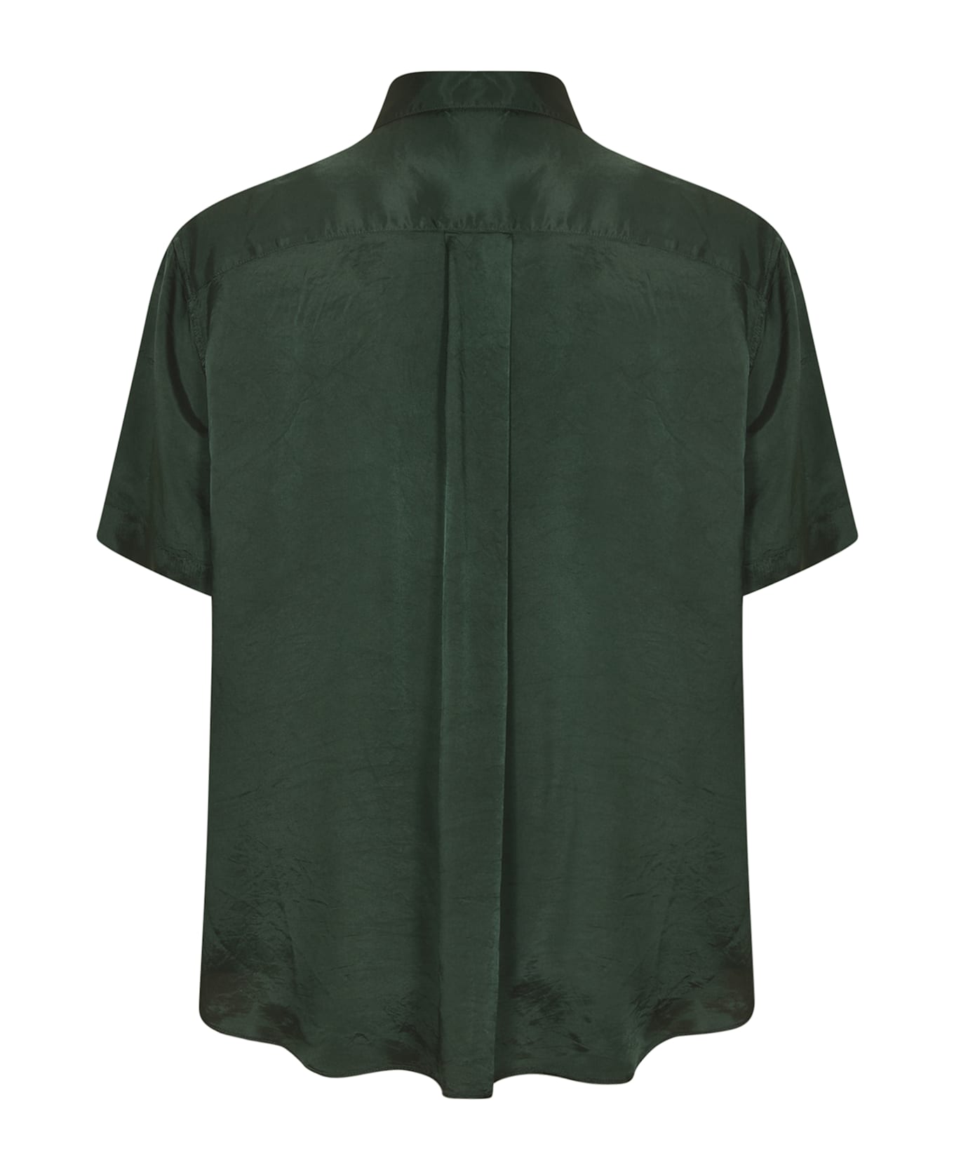Aspesi Ruffled Short-sleeved Blouse - VERDE/GREEN