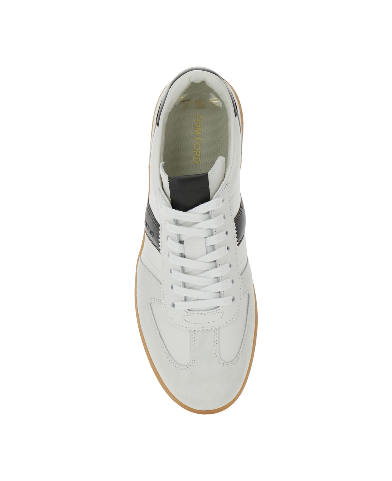 Tom Ford 
archer
 White Low Top Sneakers With Logo Lettering On Tongue And Heel And Contrasting Heel In Leather Man - White