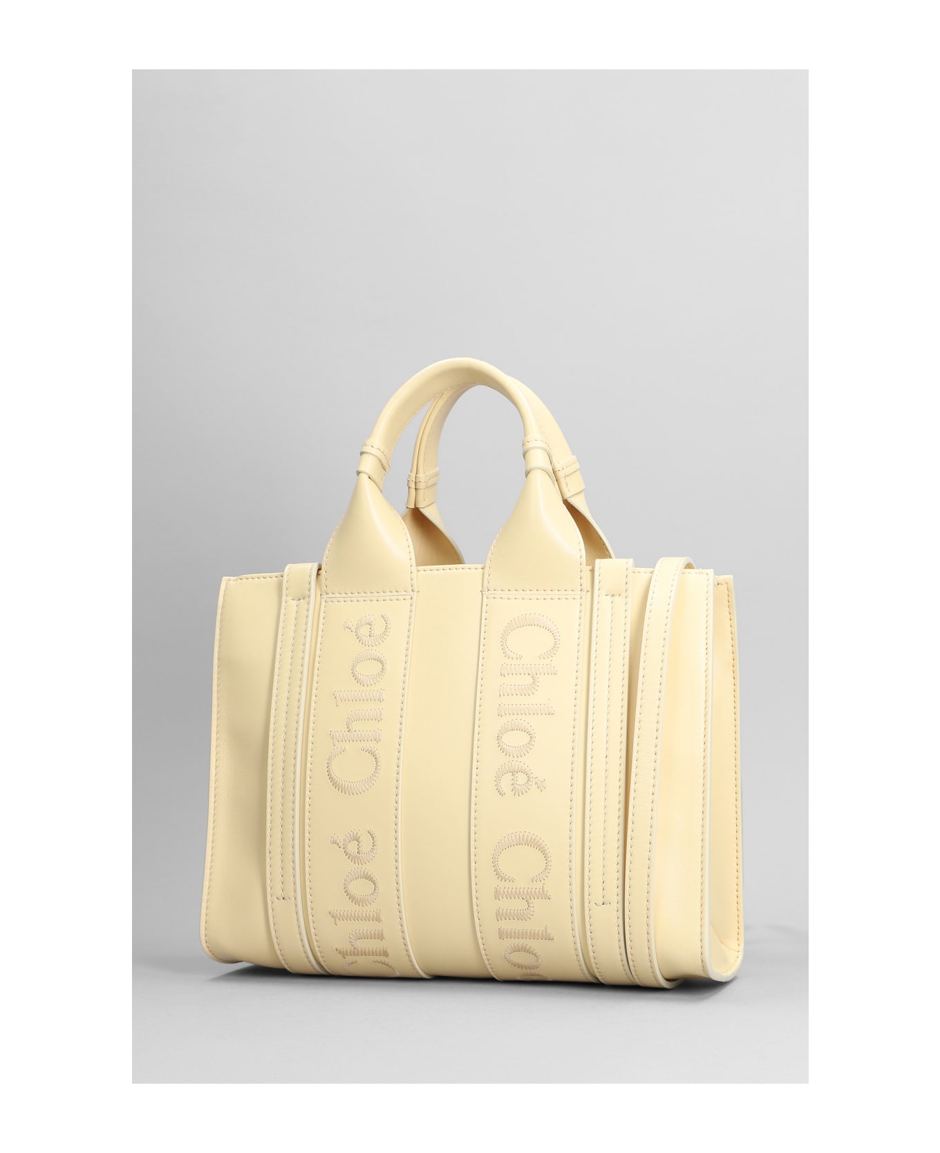 Chloé Woody Tote In Yellow Leather - yellow