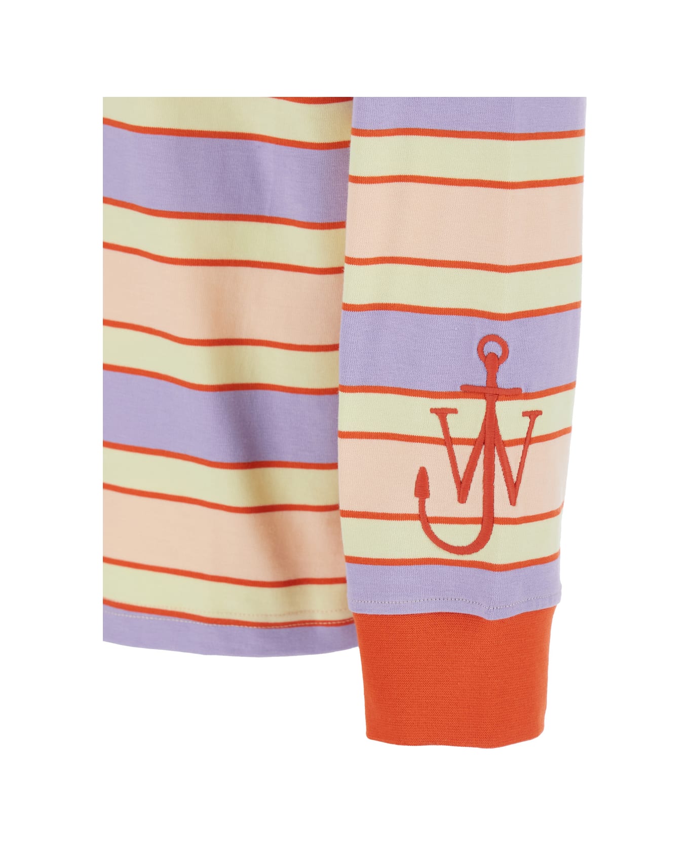 J.W. Anderson Multicolor Polo Shirt With Logo Embroidery On The Sleeve And All-over Striped Motif In Cotton Man - Multicolor