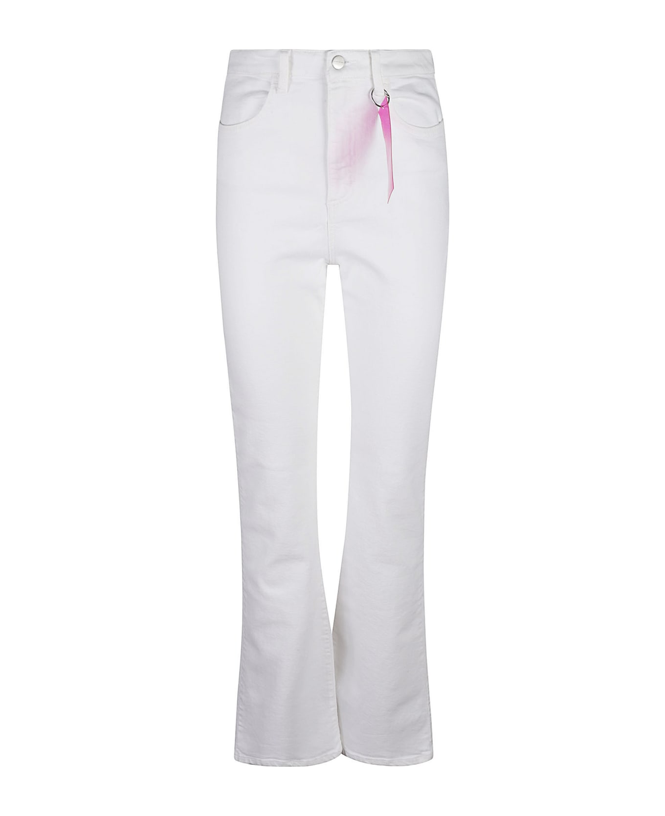 Icon Denim Fitted Buttoned Trousers - White