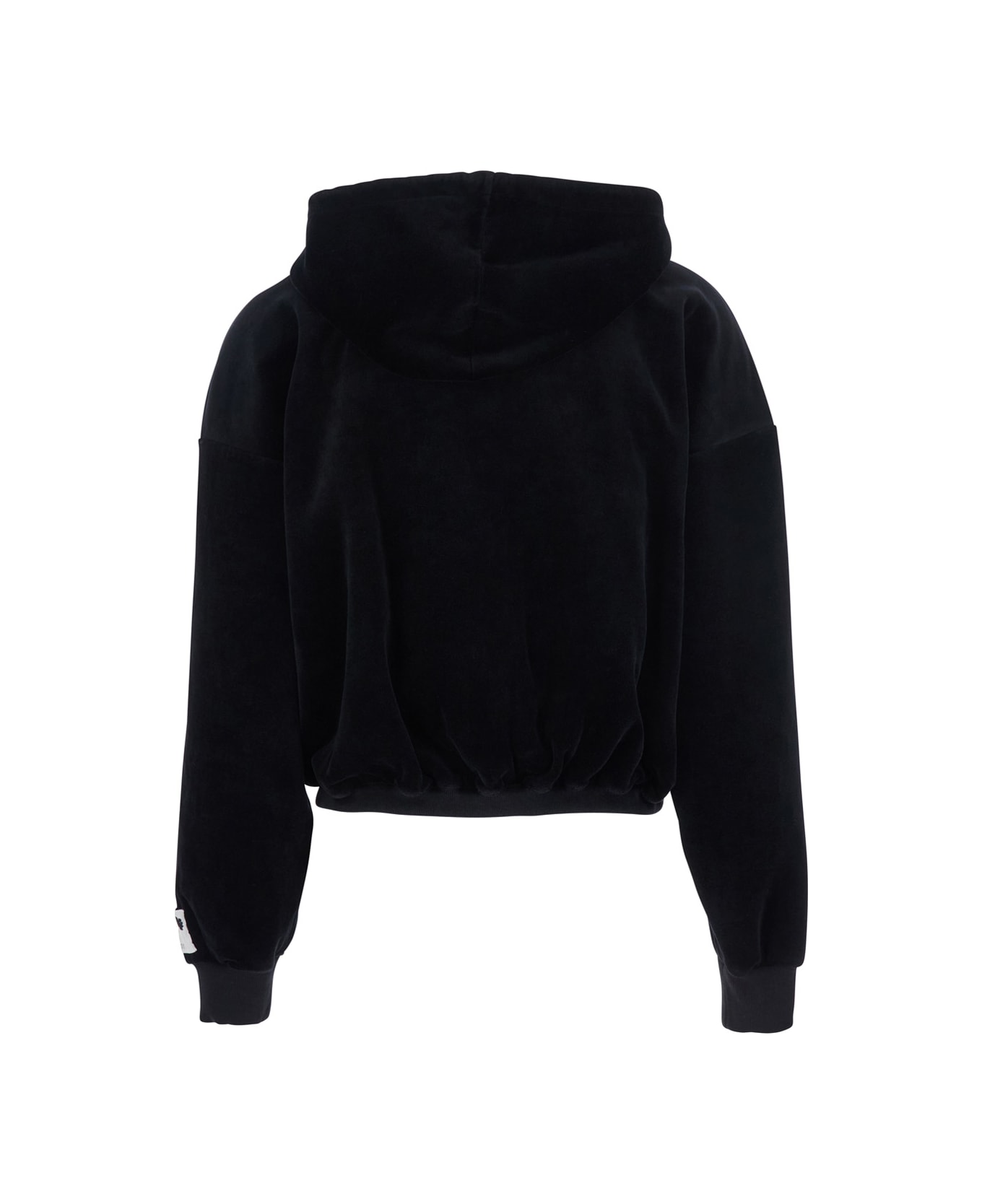 Golden Goose Black Sweatshirt With Fixed Hood And Logo Patch On The Sleeve In Cotton Blend Woman - Black