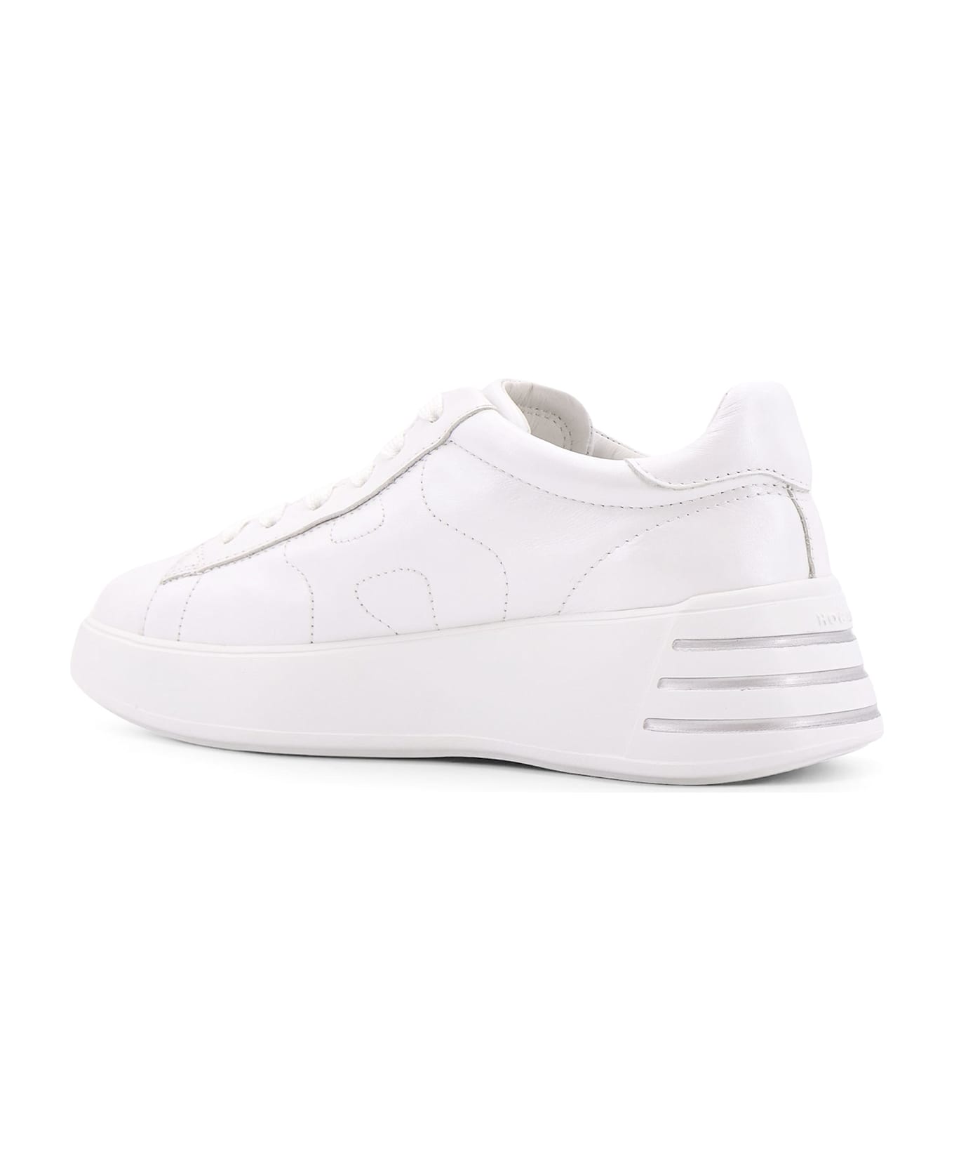 Hogan Leather Sneakers With Rhinestone Logo On The Side - White