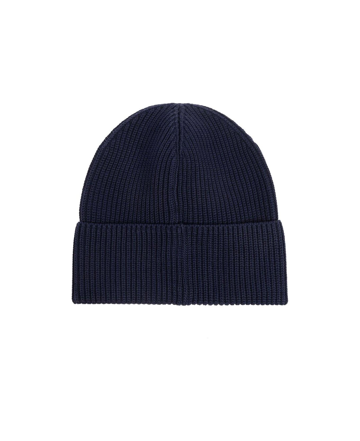 Moncler Logo Patch Ribbed-knit Beanie - Blue 帽子