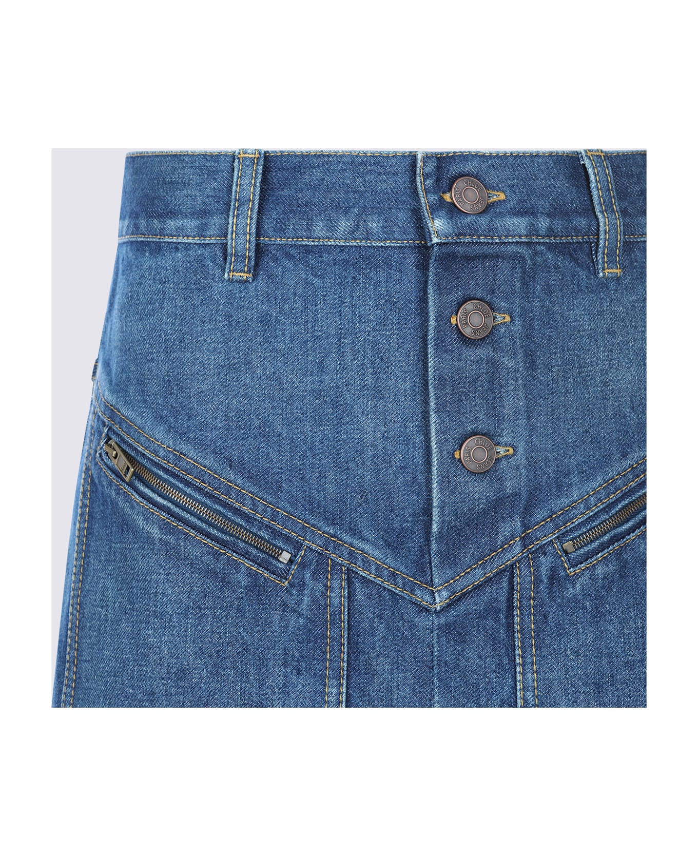 Chloé Blue Cotton Midi Skirt - HAZY BLUE