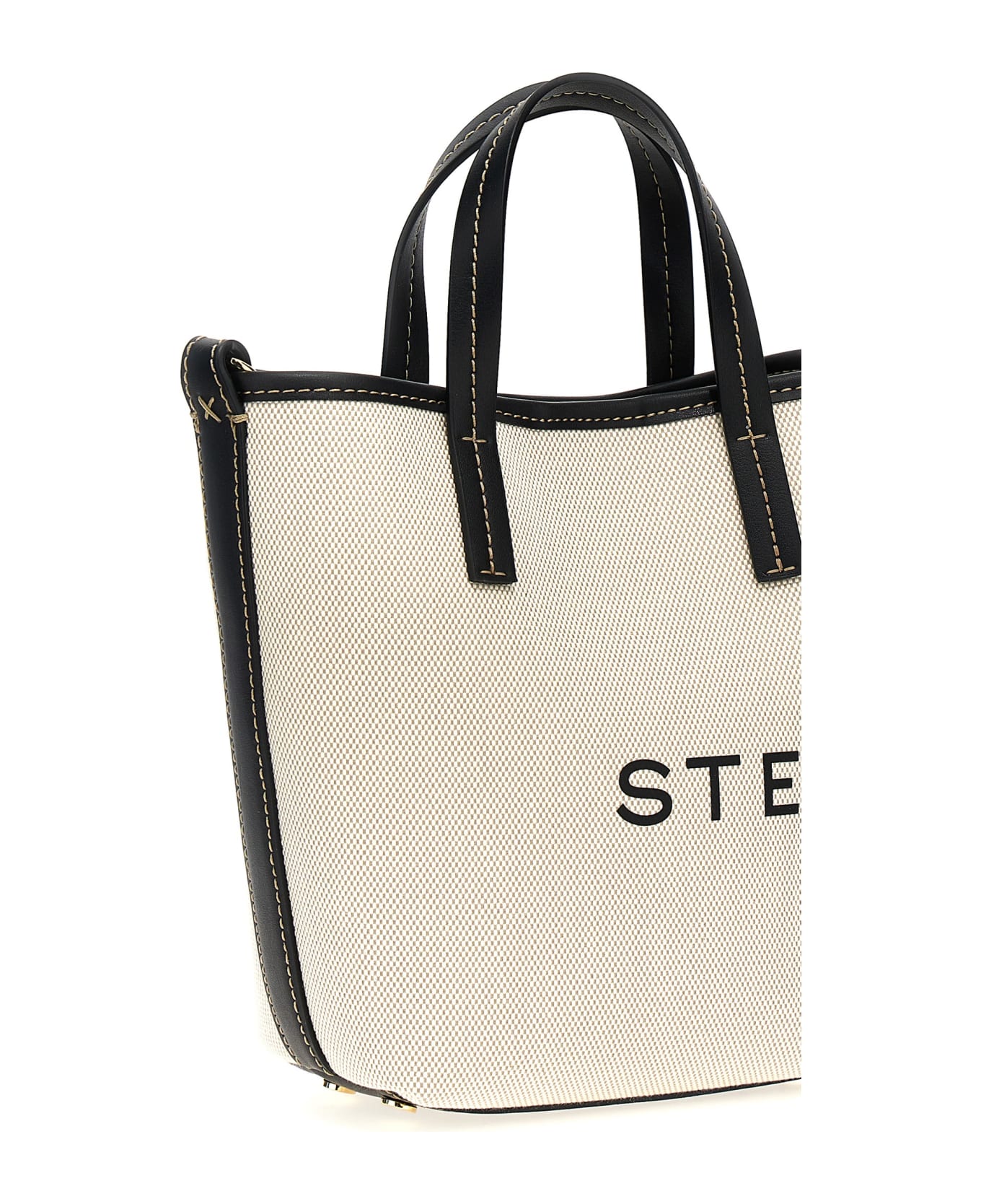 Stella McCartney Bucket Bag Eco Salt And Pepper Canvas - Beige