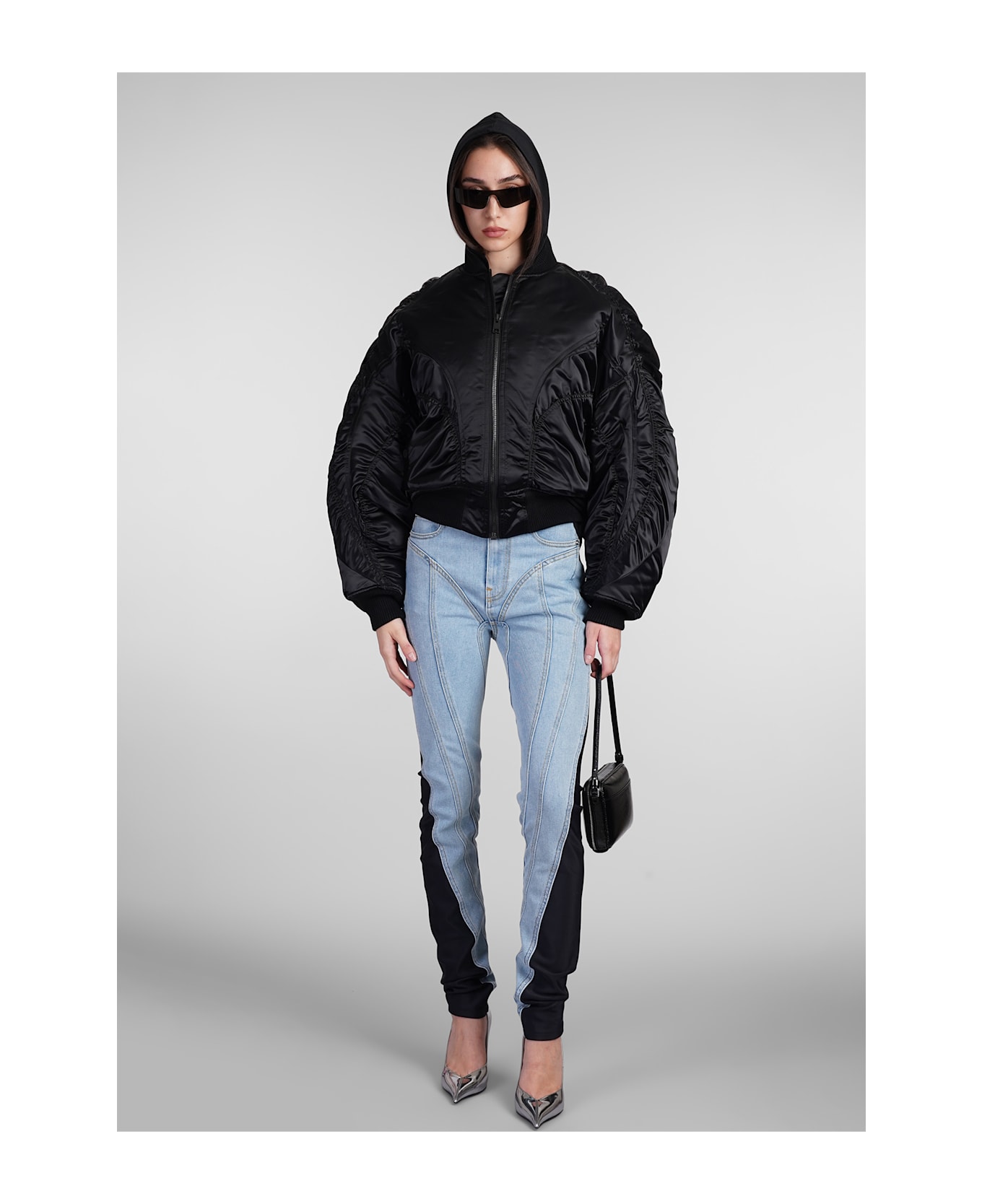 Mugler Bomber In Black Nylon - black