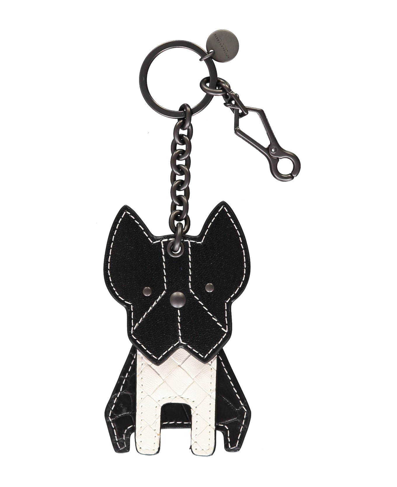 Bottega Veneta Chain And Leather Key Ring - black