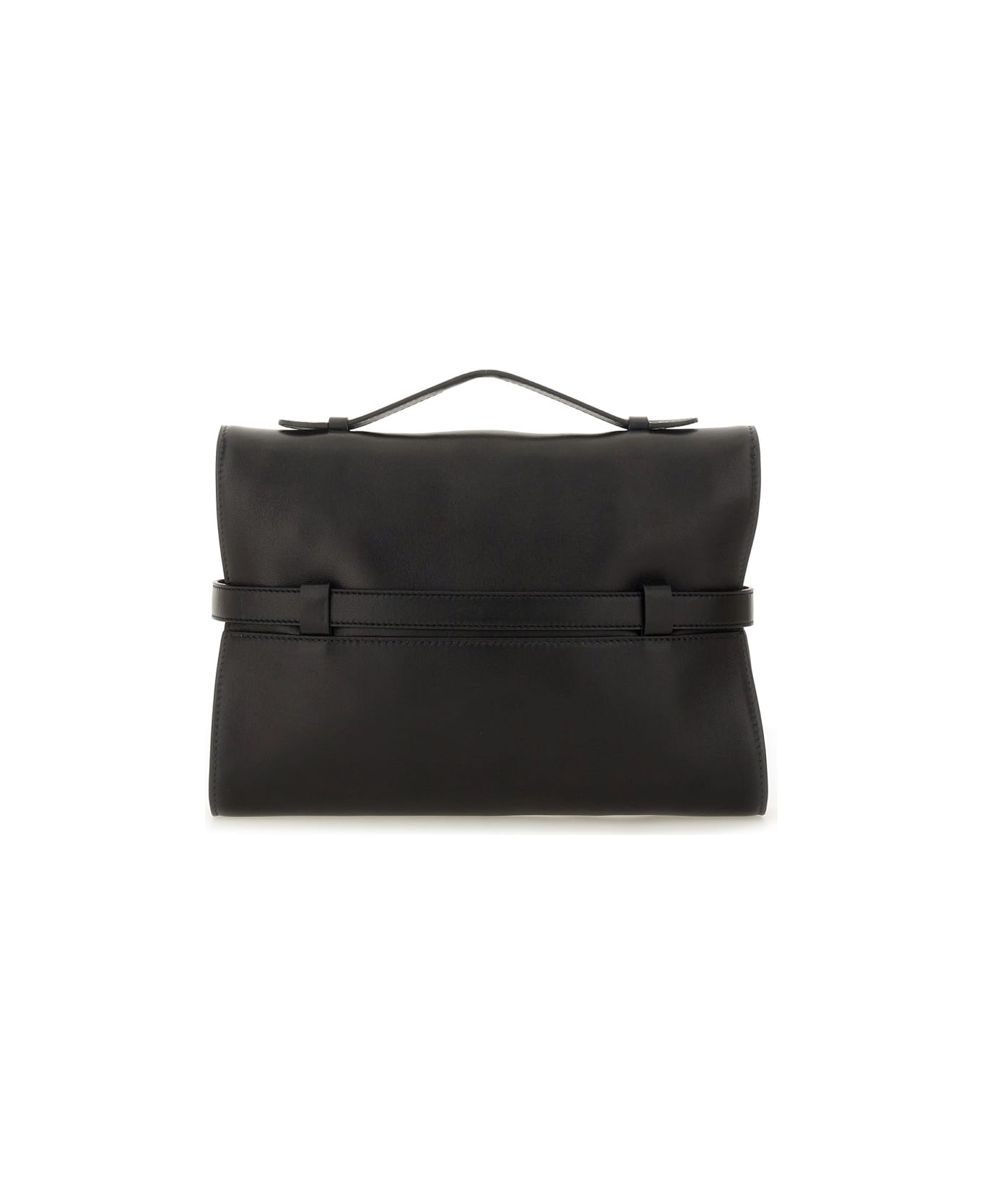 Moschino Nappa Leather "tie Me" Clutch - BLACK