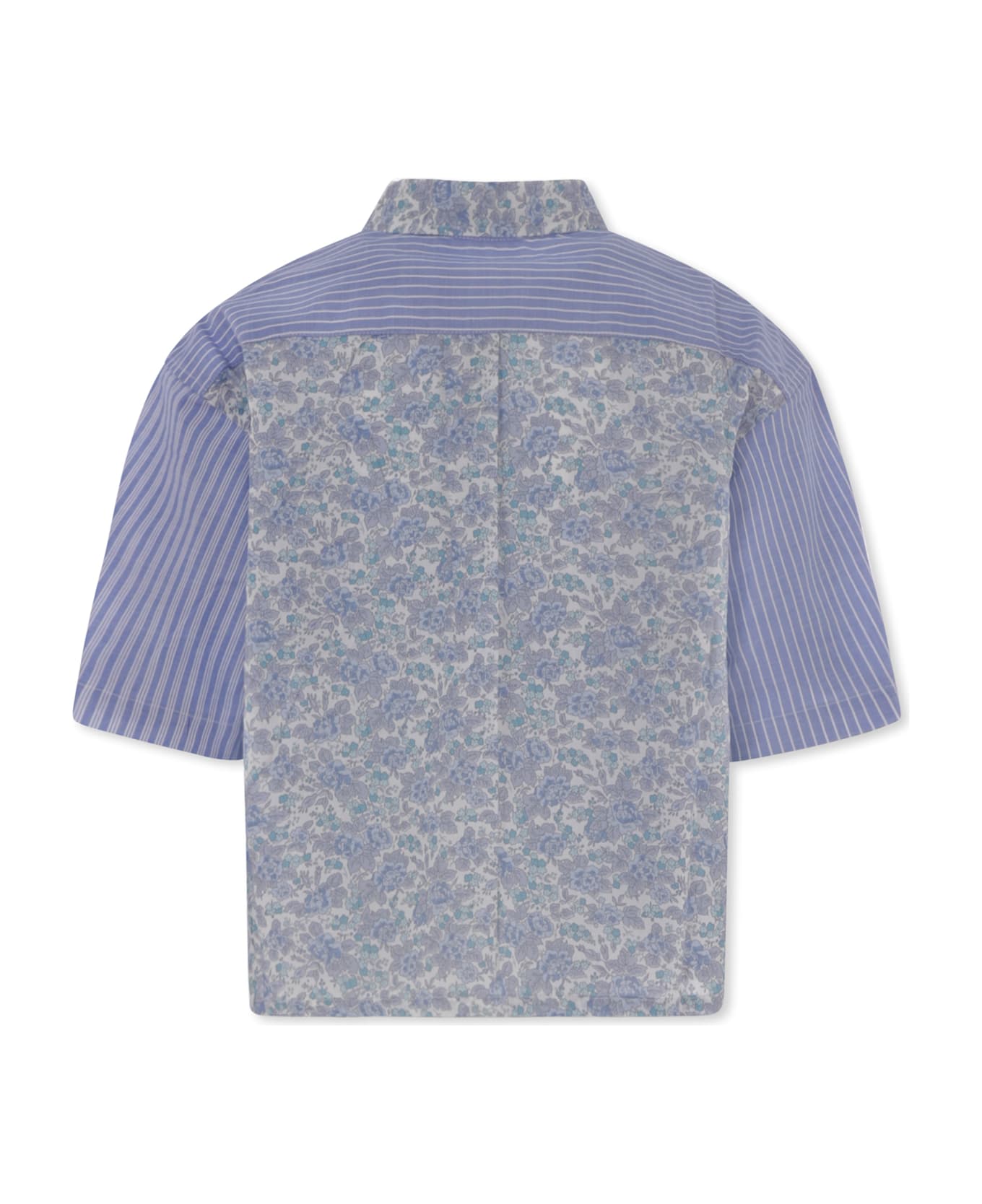 Bonpoint Light Blue Shirt For Girl With Floral Print - Light Blue