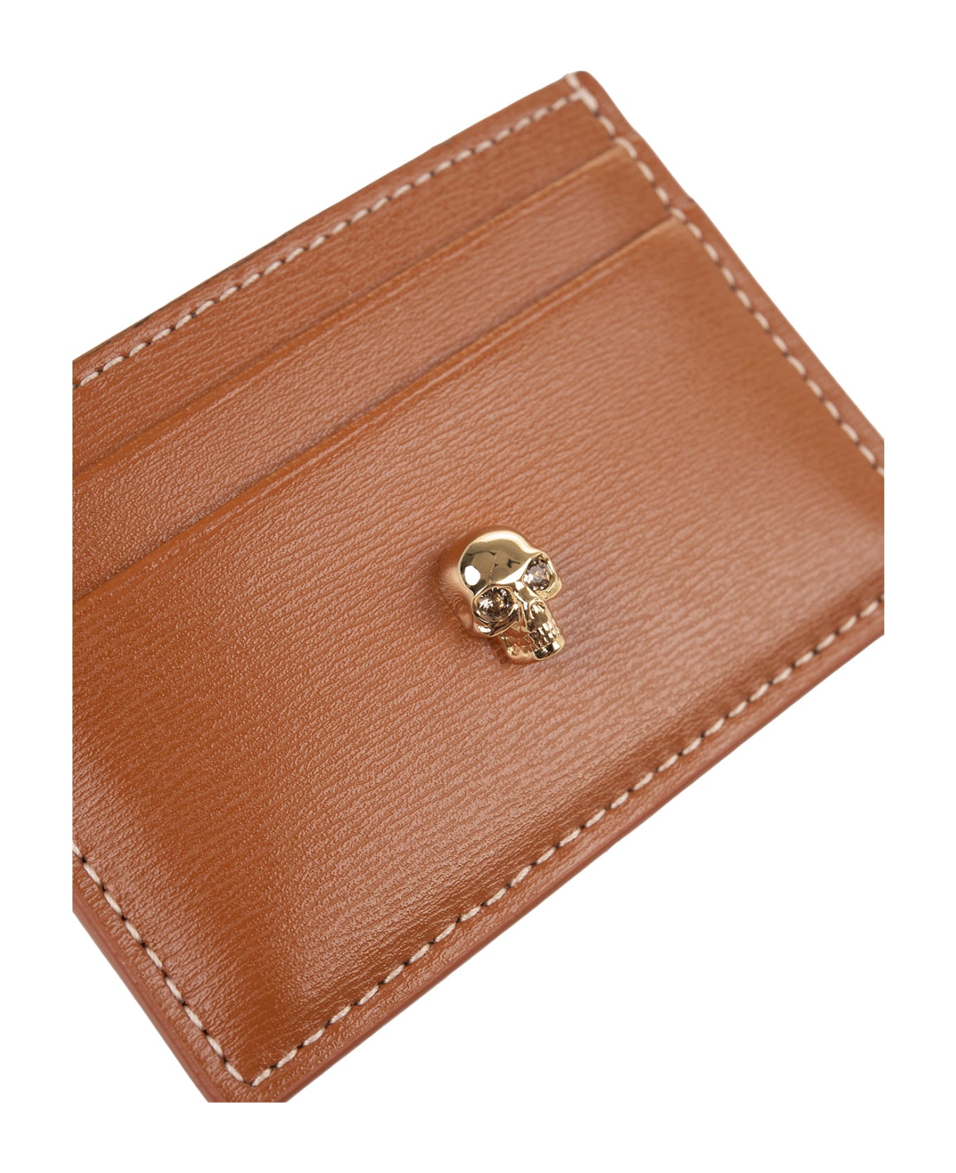 Alexander McQueen Caramel Leather Skull Card Holder - Brown