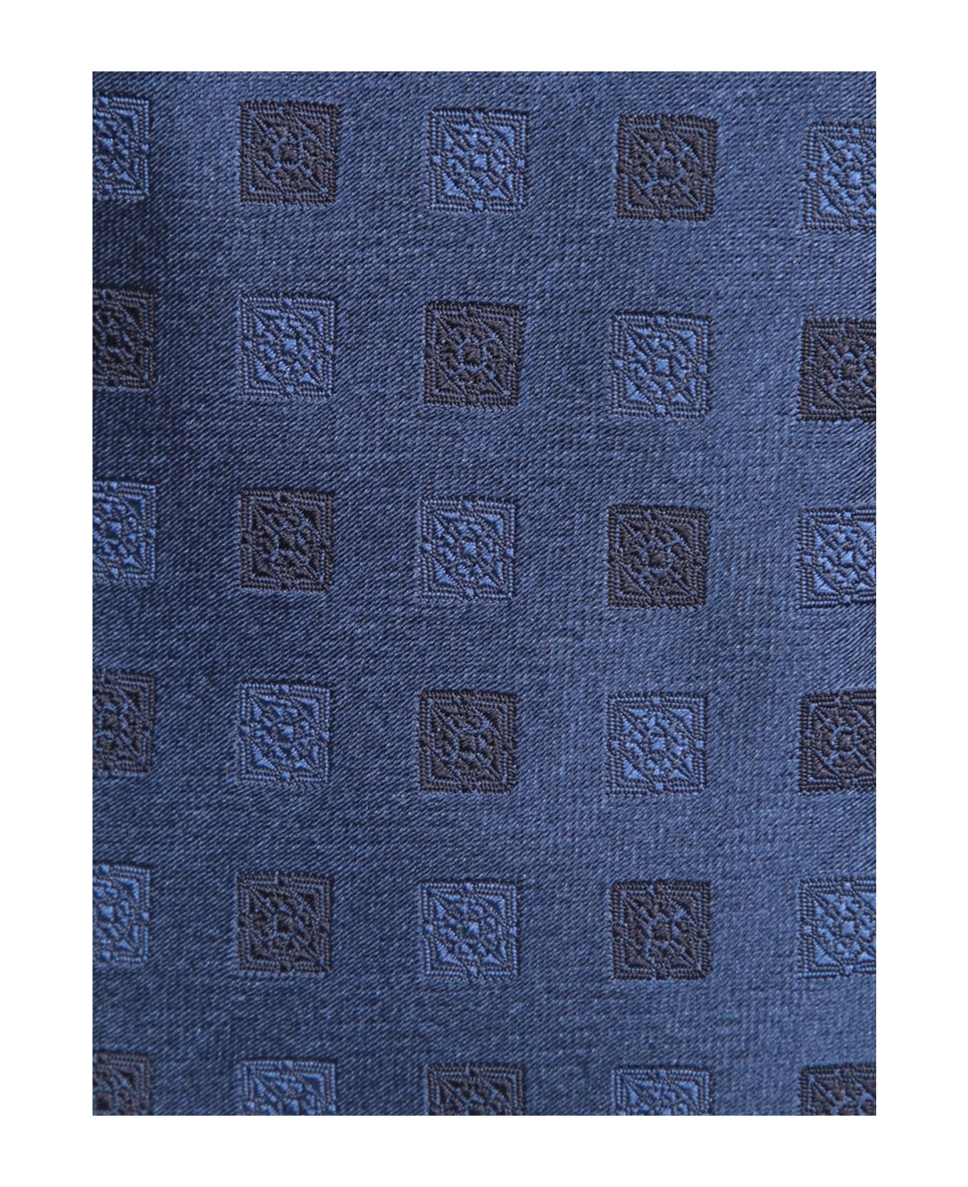 Brunello Cucinelli Dark Blue Geometric Tie - Blue