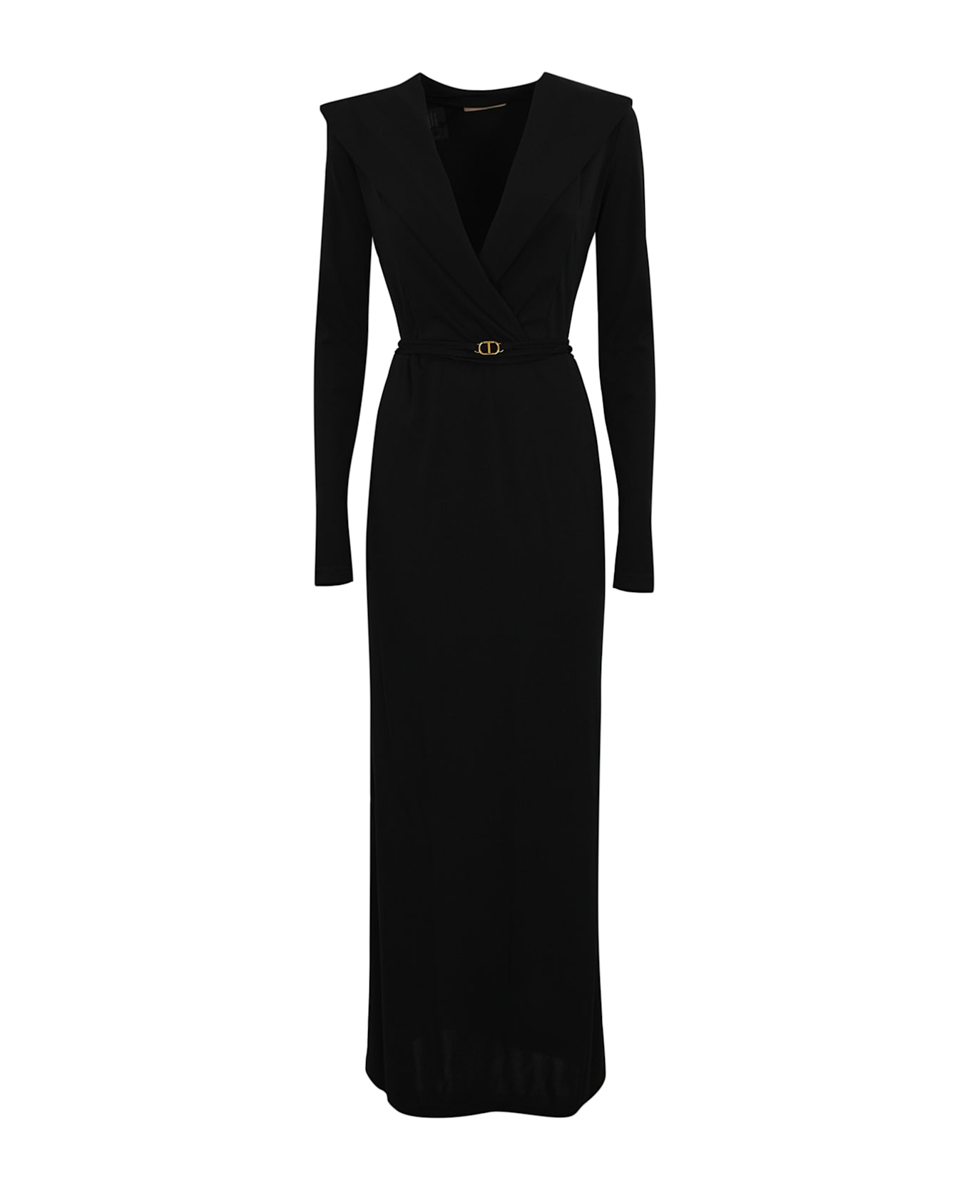 TwinSet Long Dress With Hood - Black