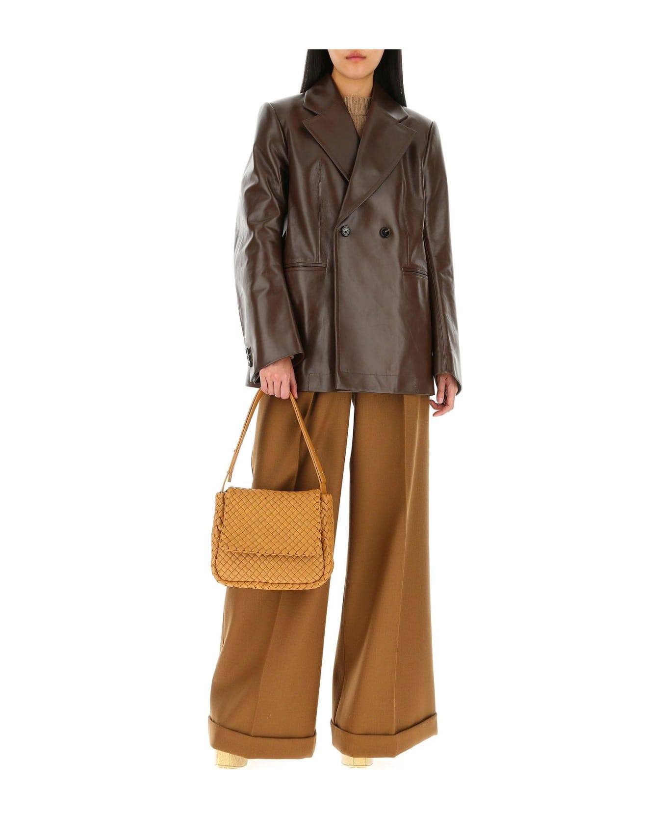 Bottega Veneta Camel Leather Cobble Shoulder Bag - Brown