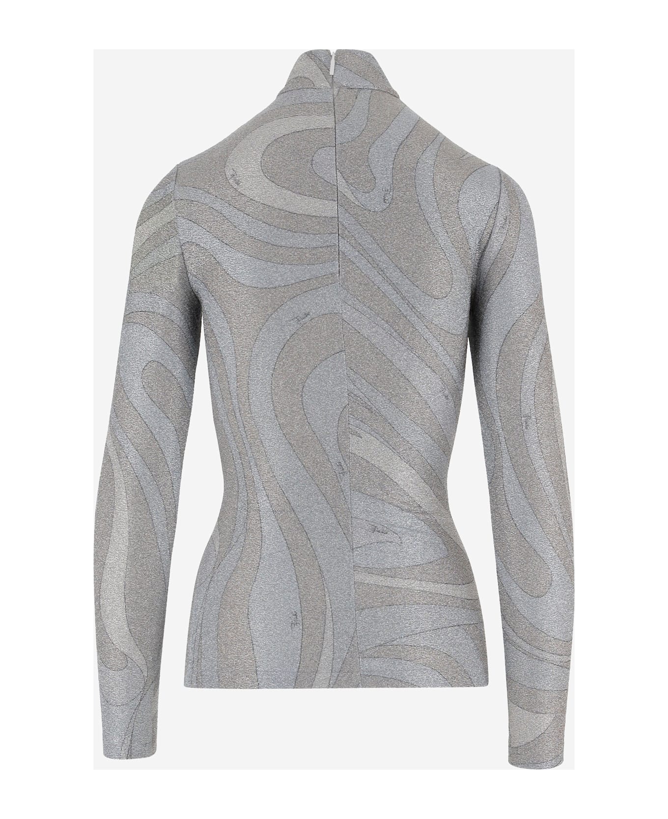 Pucci Lamé Jersey Sweater With Abstract Pattern - Silver