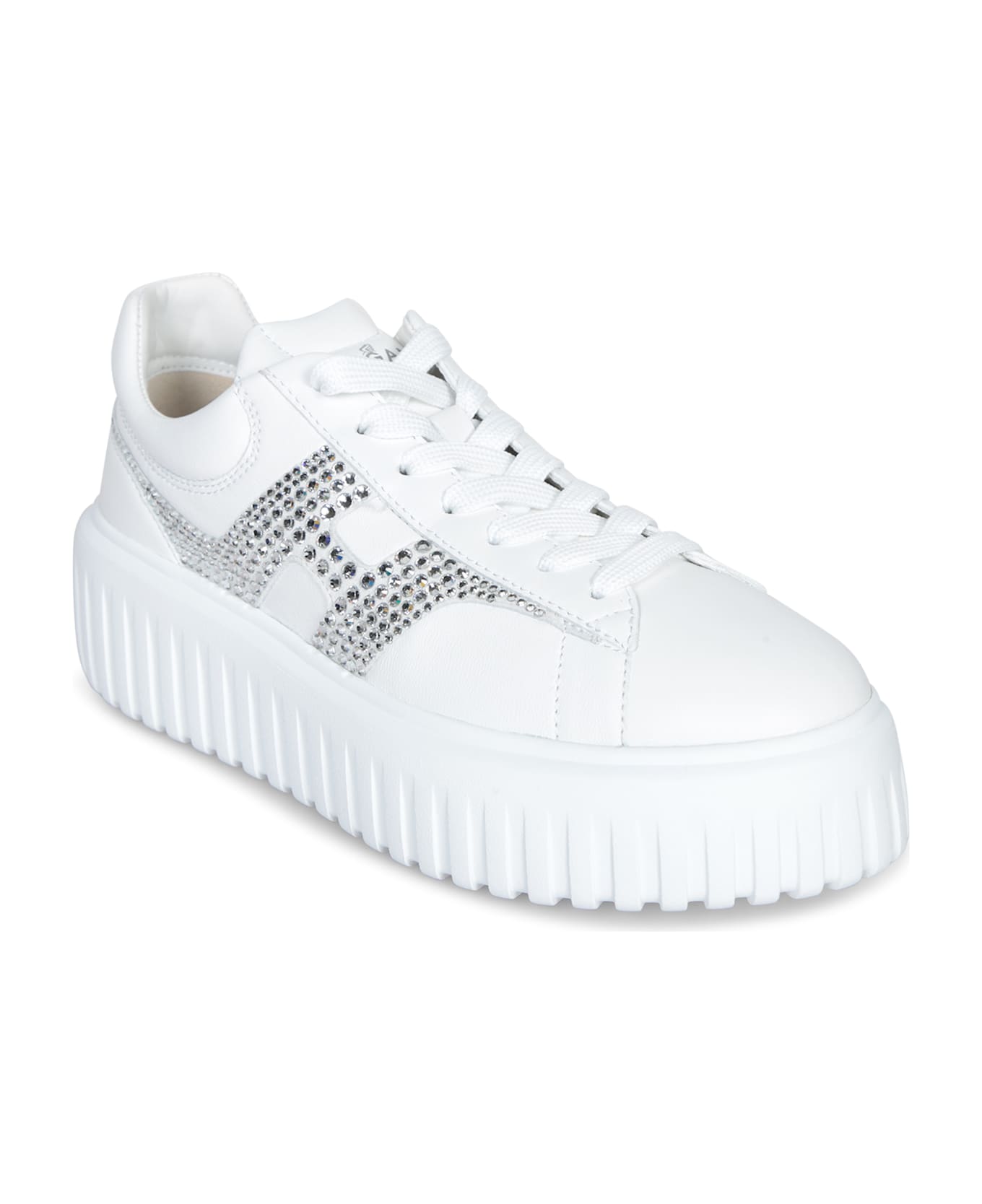 Hogan H-stripes Strass White Sneakers - White