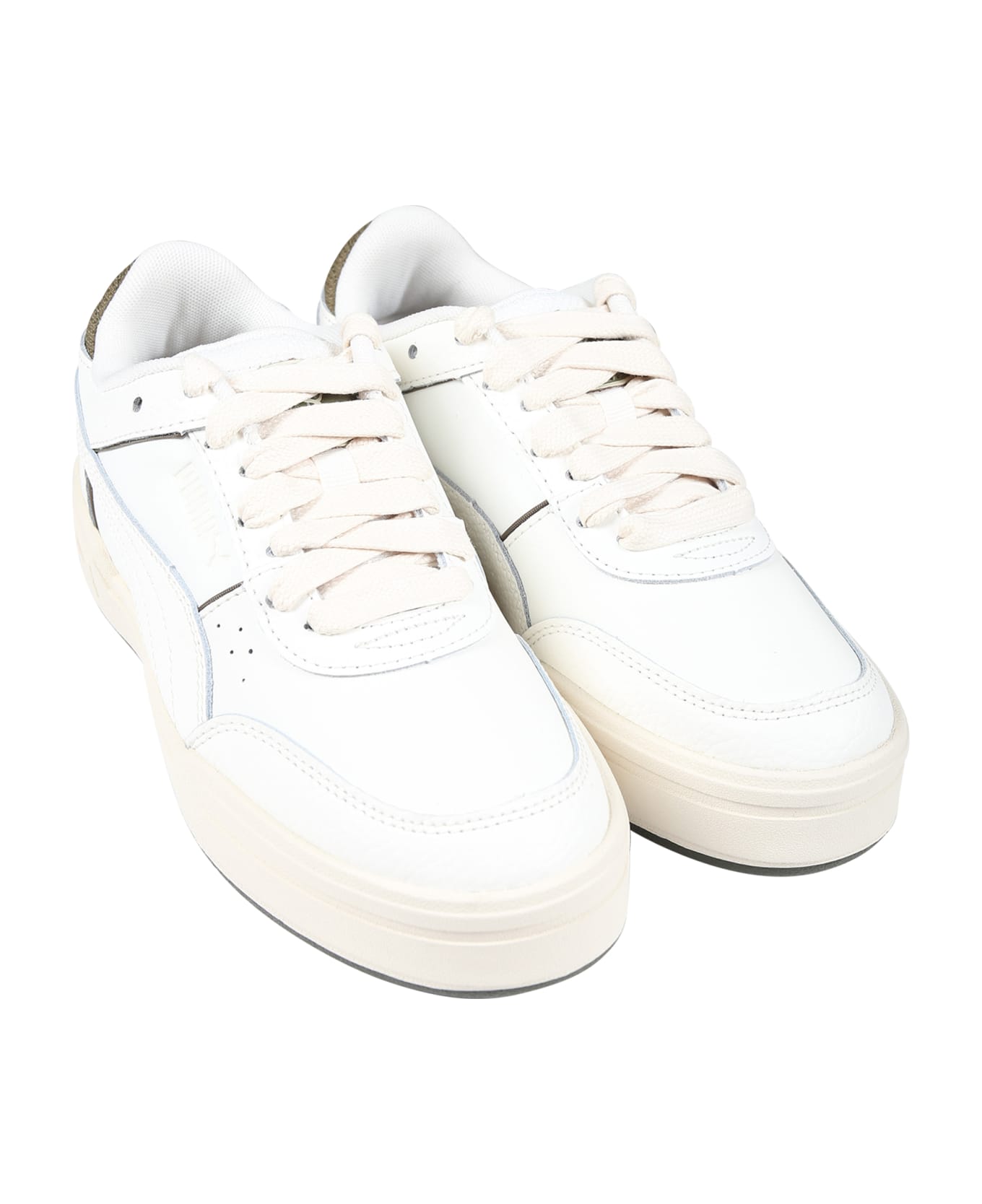Puma White Sneakers For Kids With Logo - White