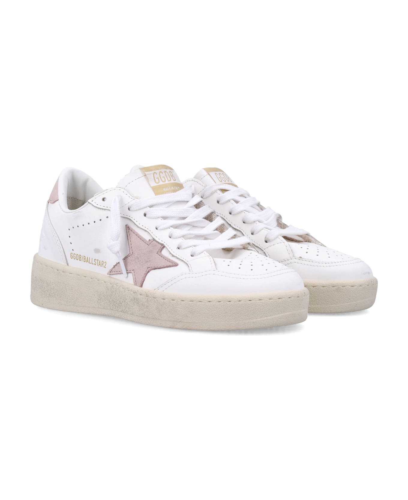 Golden Goose Ball Star Leather Sneakers - WHITE PINK