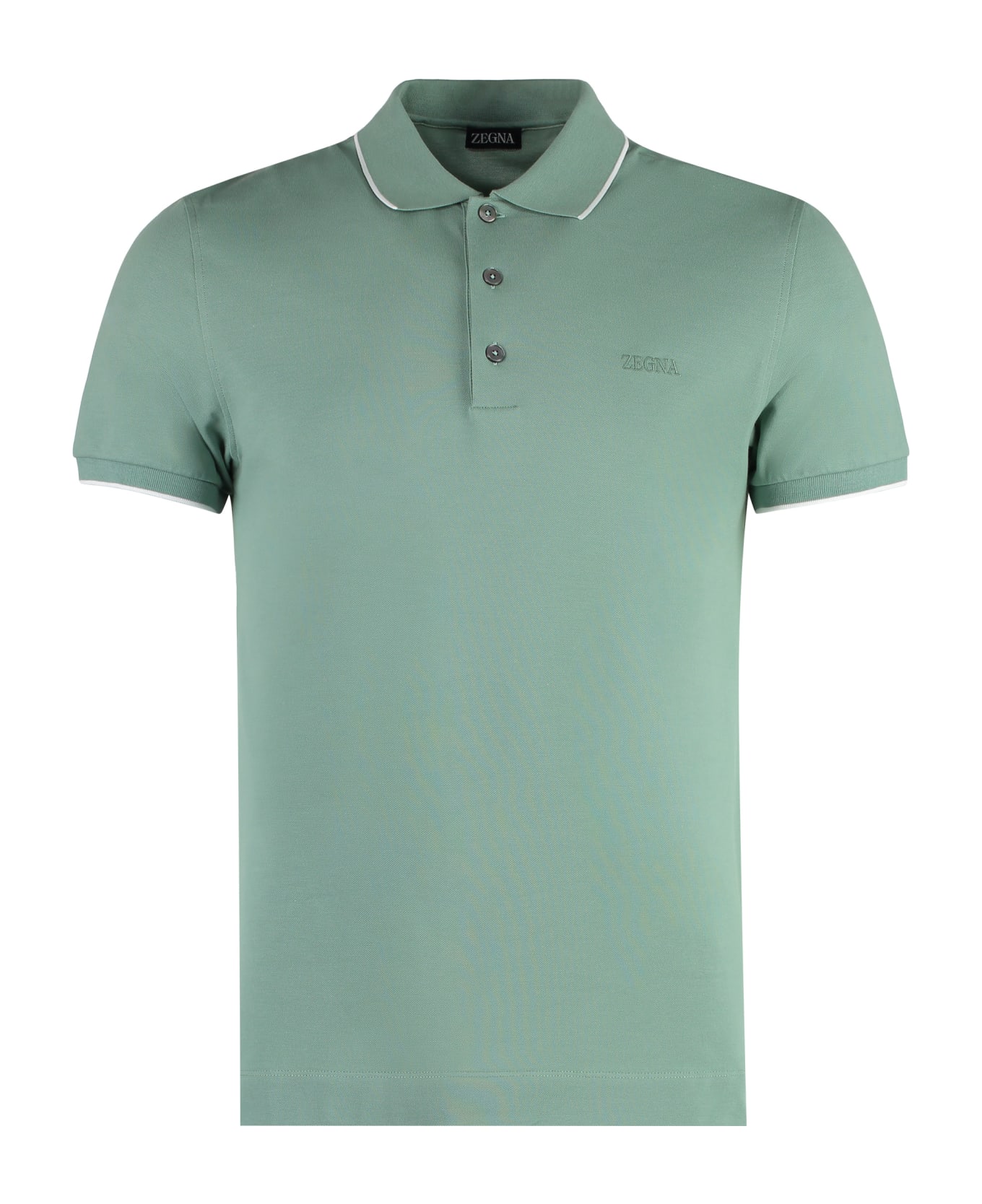 Zegna Short Sleeve Cotton Polo Shirt - green ポロシャツ