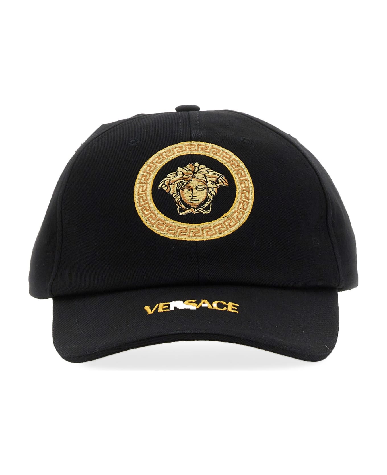 Versace Baseball Hat With Logo Embroidery - NERO