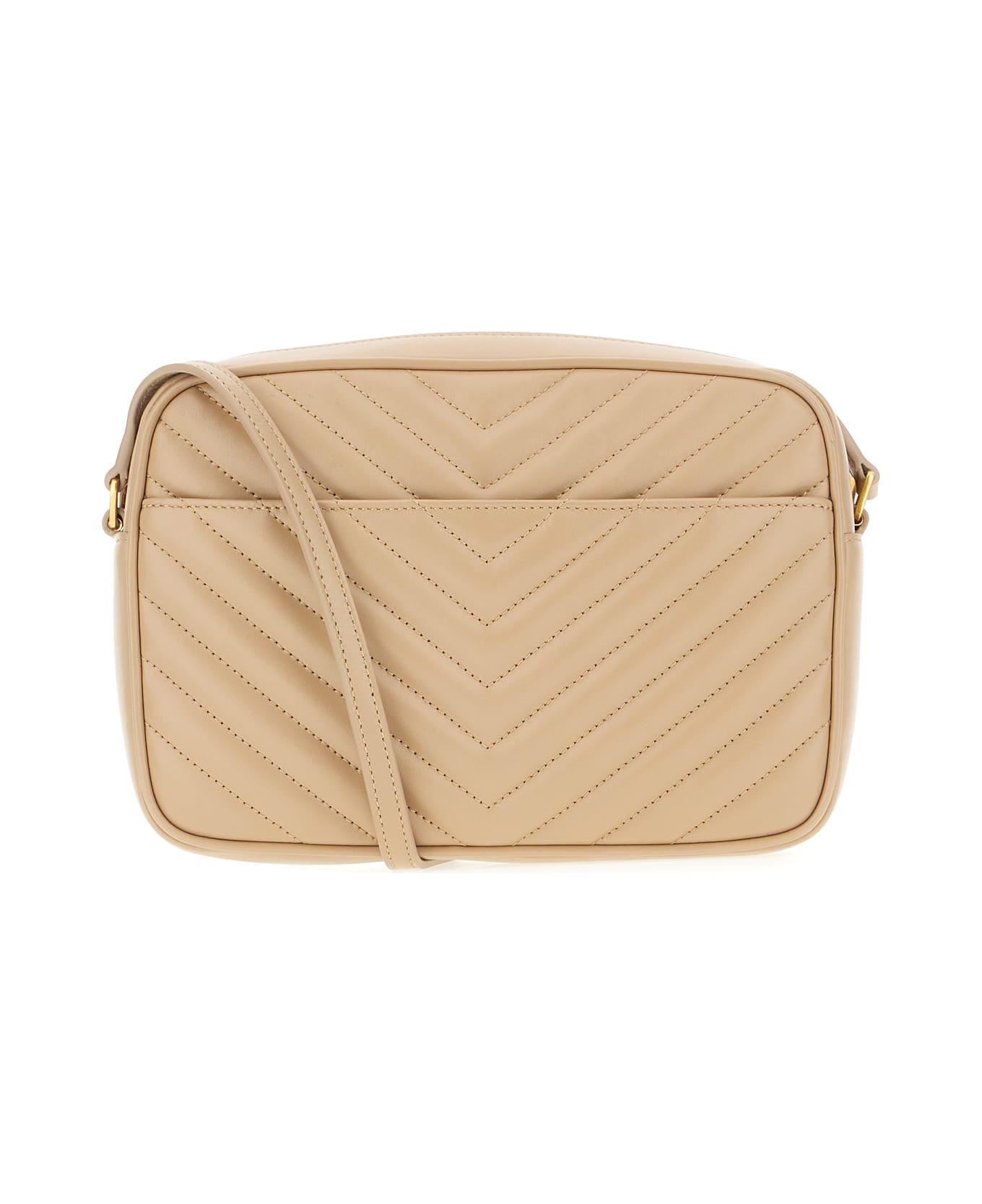 Saint Laurent Cappuccino Leather Lou Crossbody Bag - BEIGE
