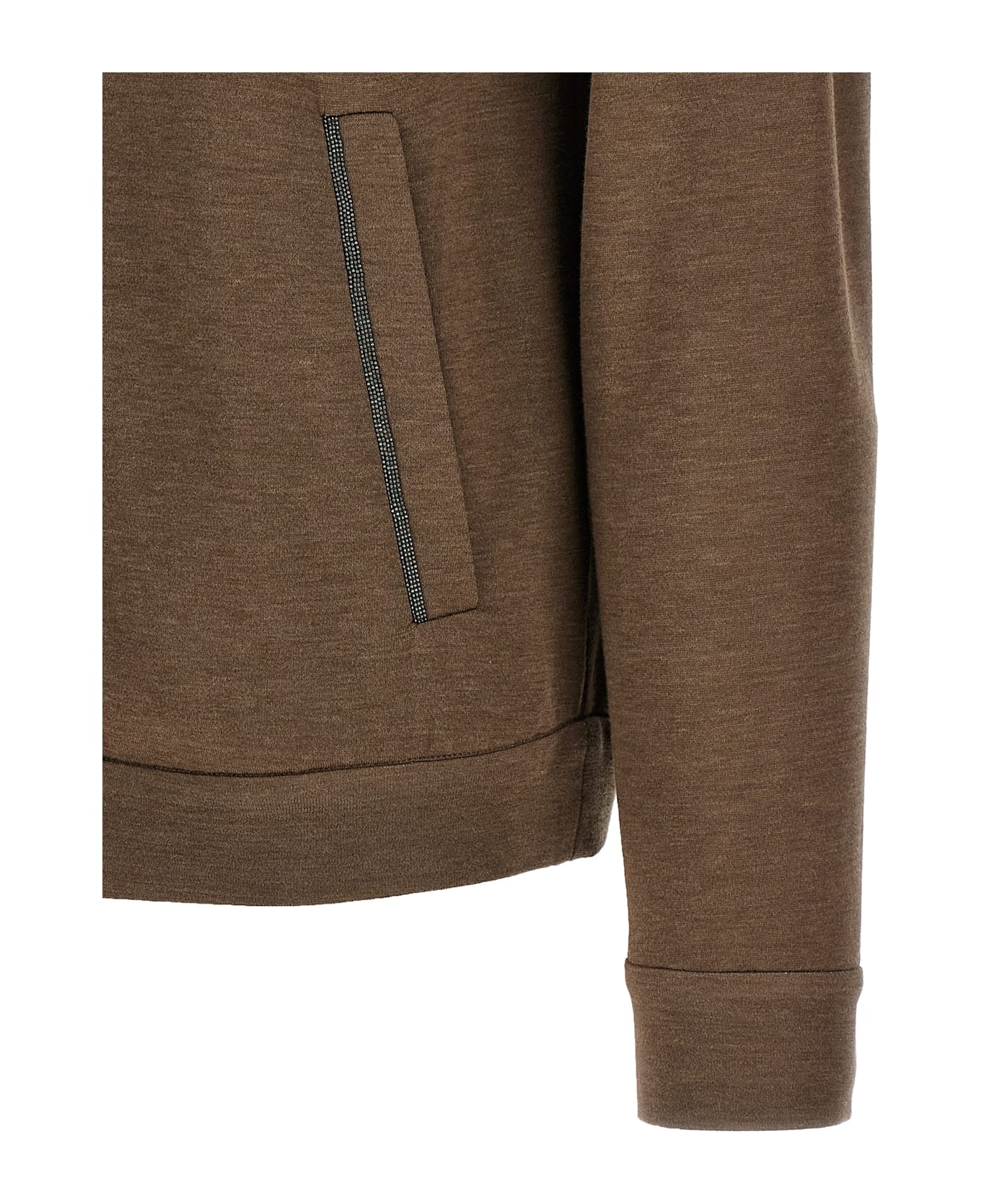Brunello Cucinelli 
precious Zipper Pull
 Hoodie - Brown