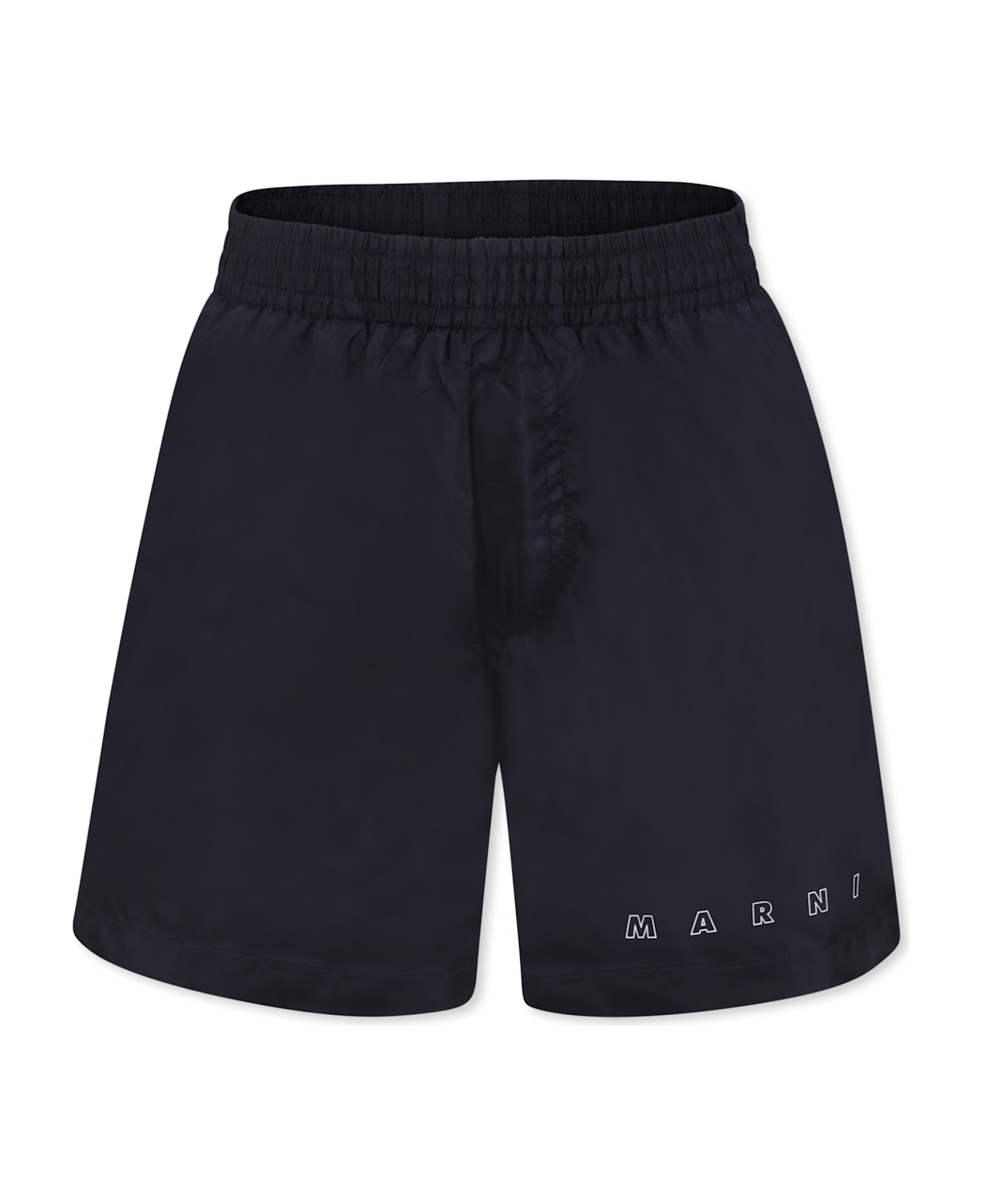 Marni Blue Swim Shorts For Boy With White Logo - Blue