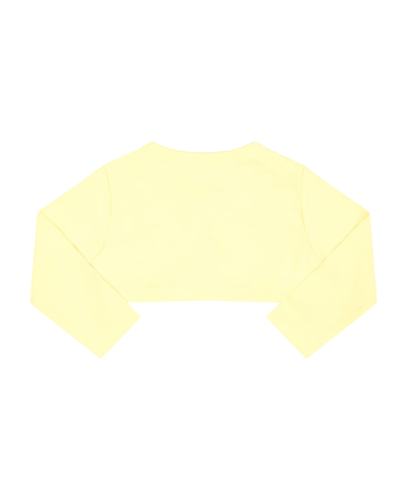 Monnalisa Yellow Cardigan For Baby Girl With Logo - Yellow