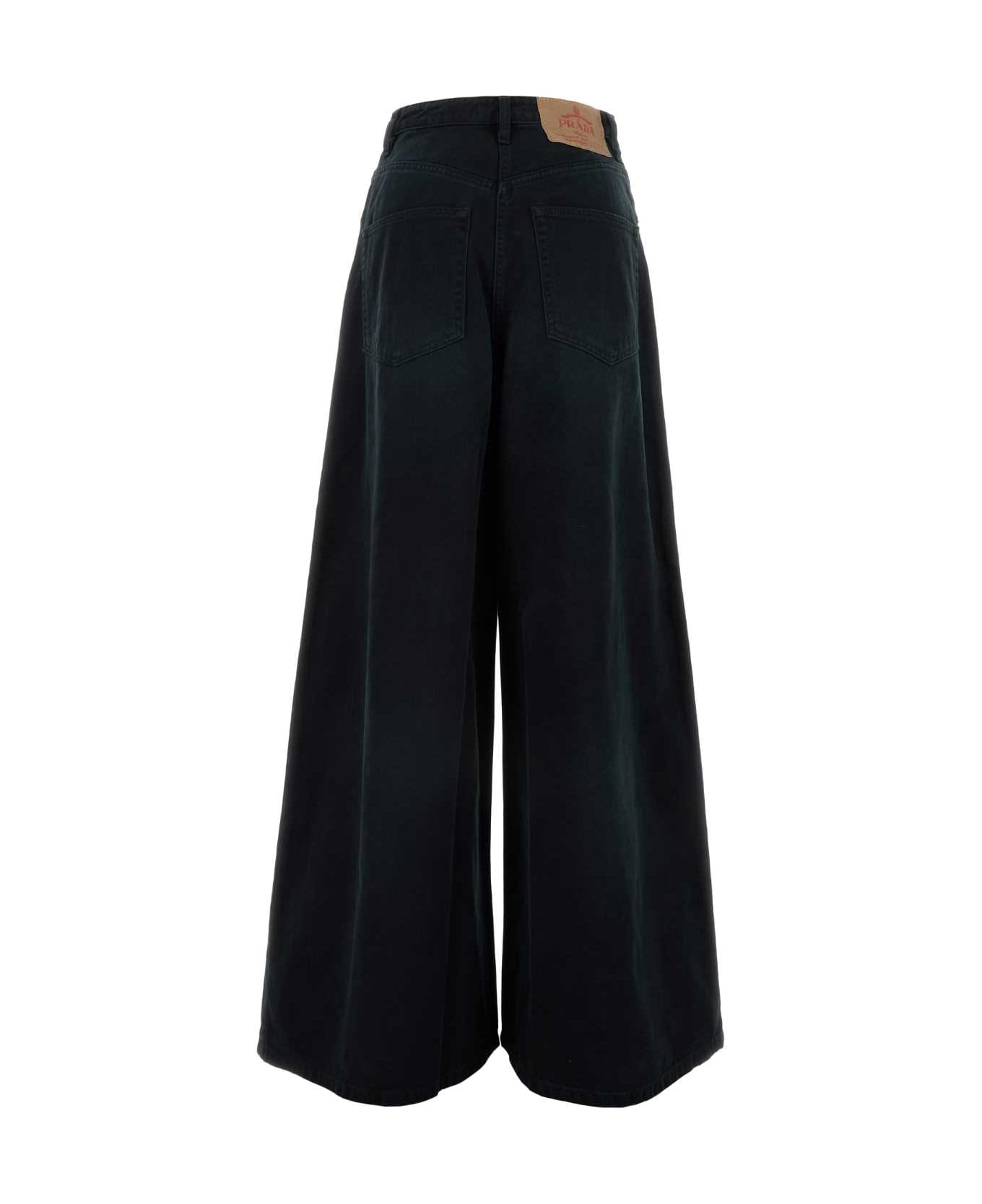 Prada Black Denim Wide-leg Jeans - BLACK