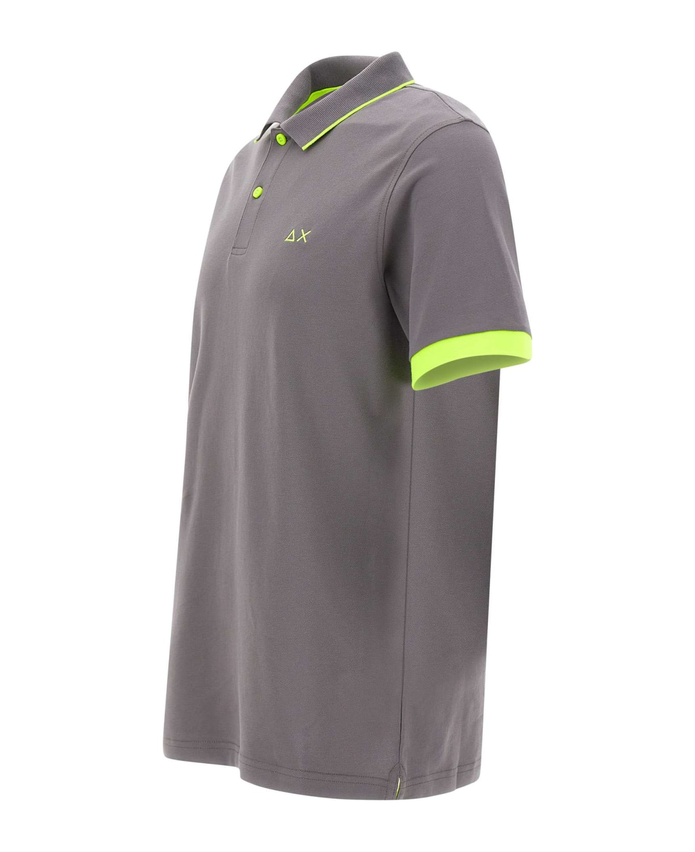 Sun 68 "small Stripe" Cotton Polo Shirt - GREY