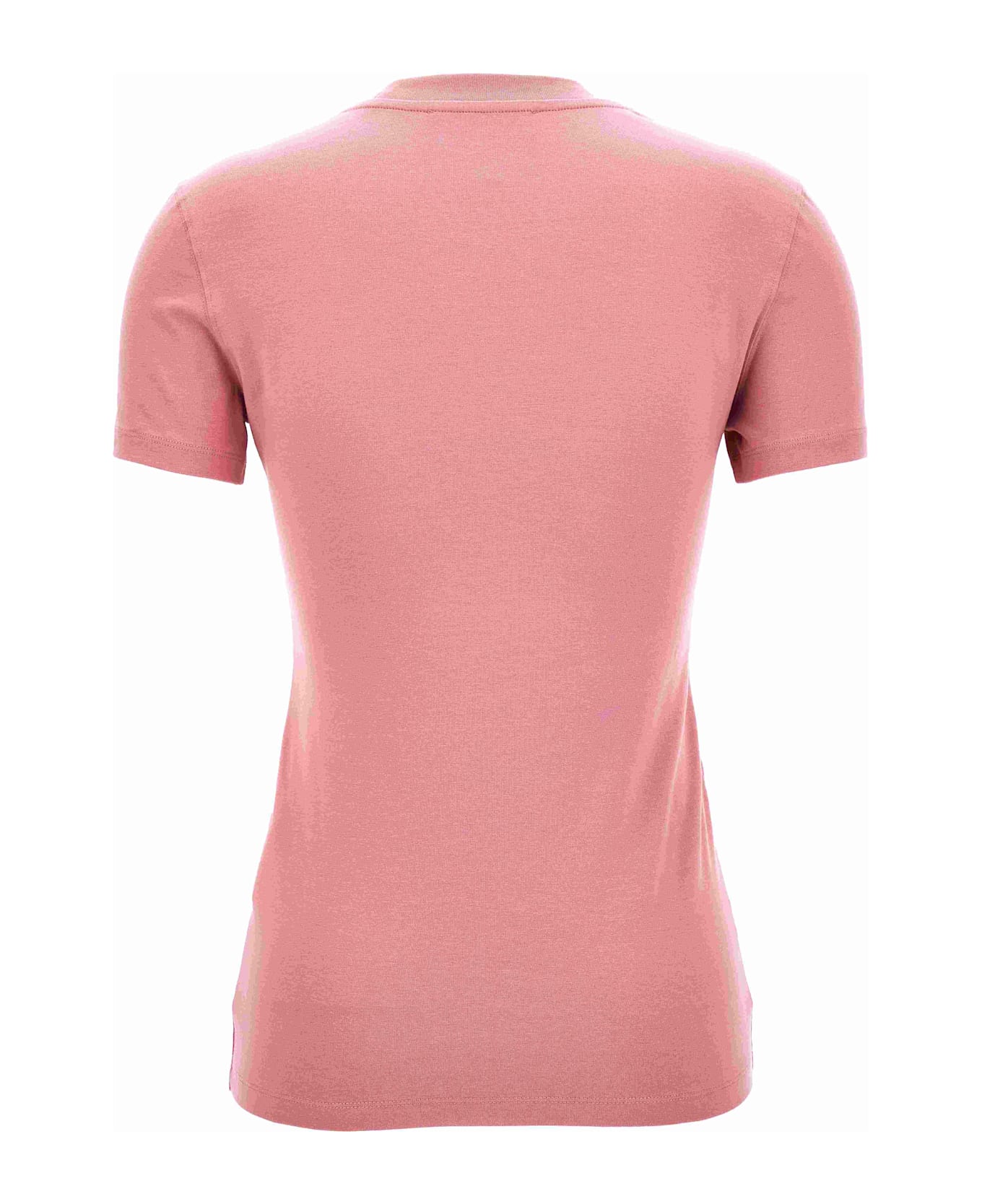 Versace Jeans Couture Pink T-shirt With Logo And Roses - Pink