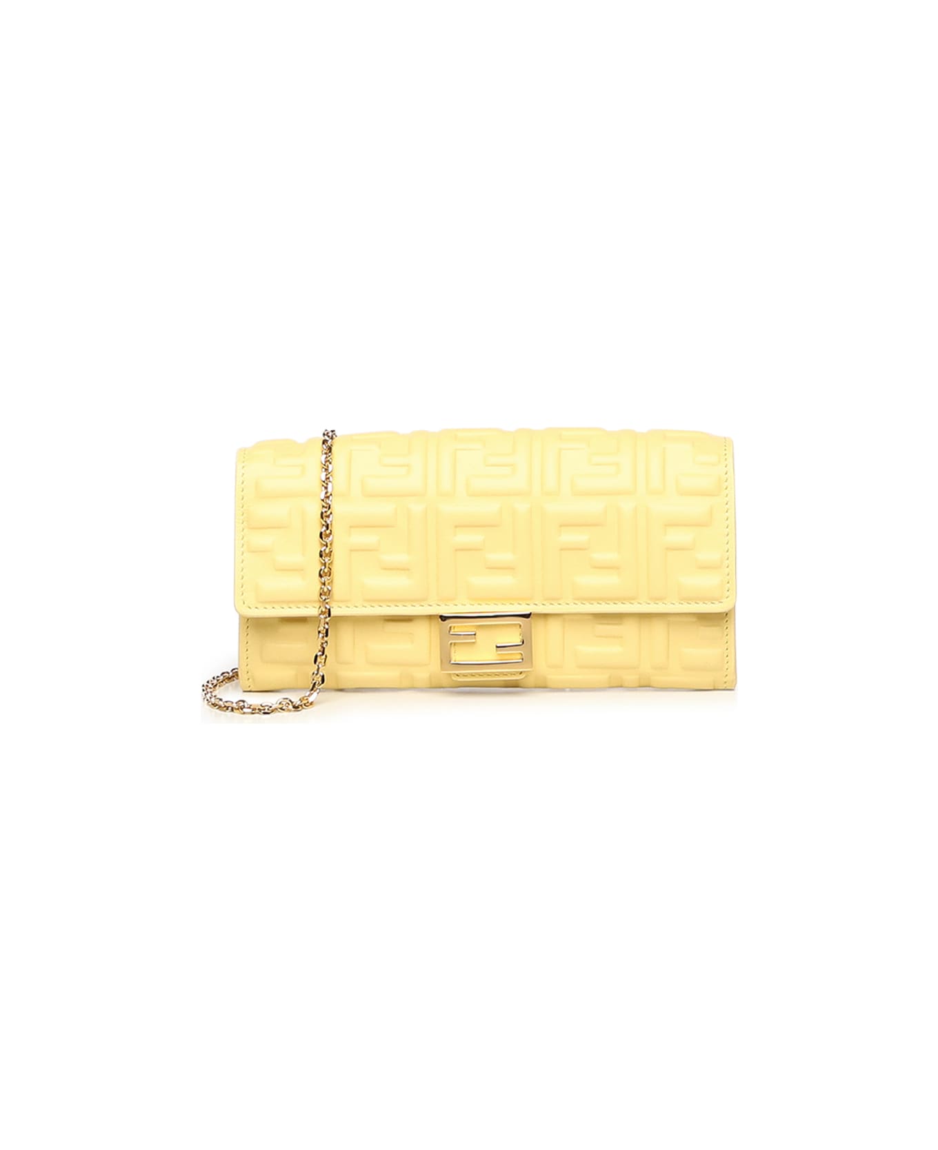 Fendi Baguette Continental Wallet In Nappa Leather - Yellow