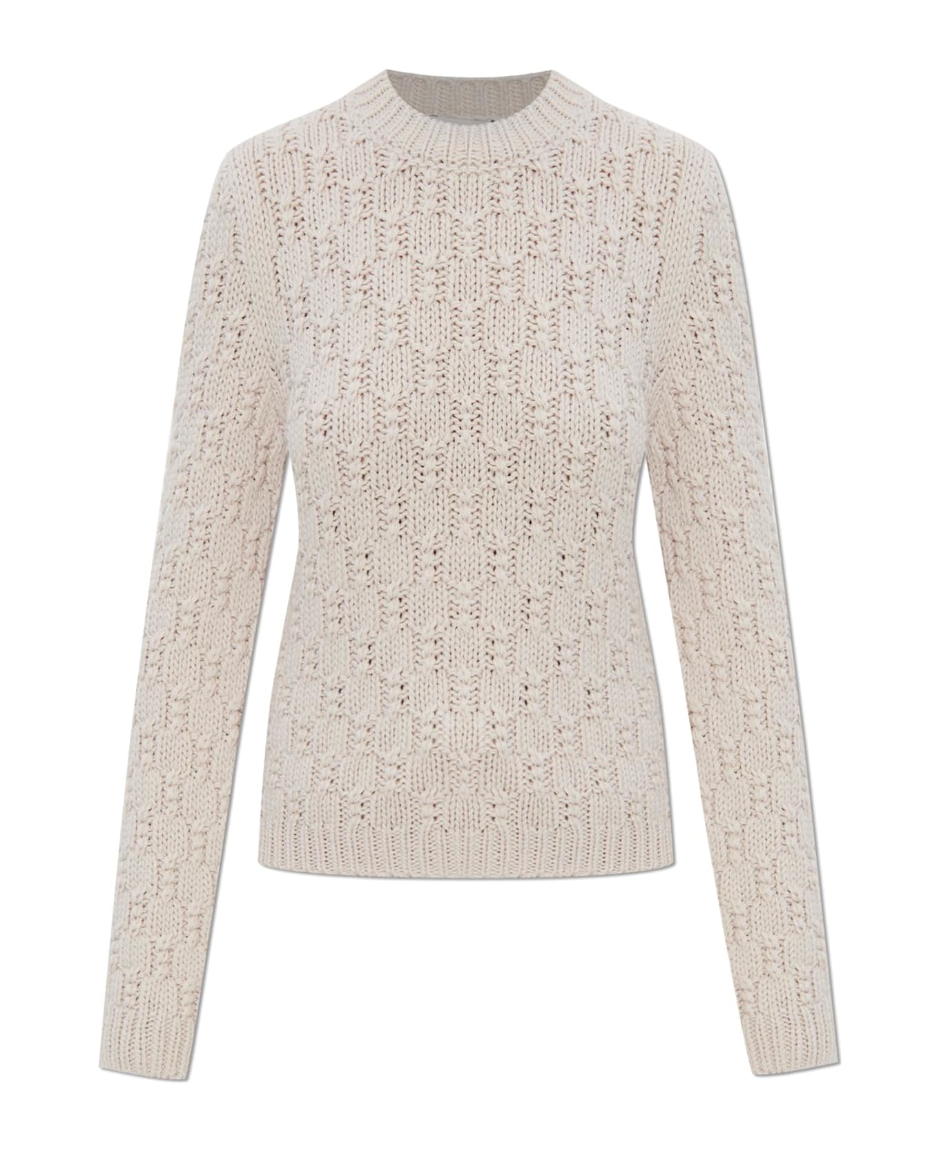Moncler Sweater With Decorative Knit - NEUTRALS