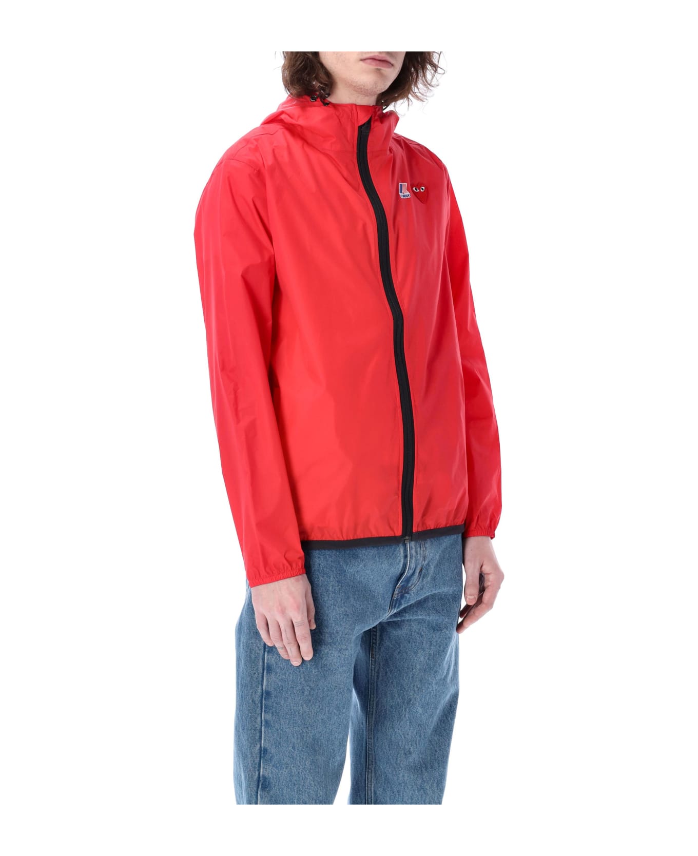 Comme des Garçons Play Waterproof Zip Jacket With Hood - RED