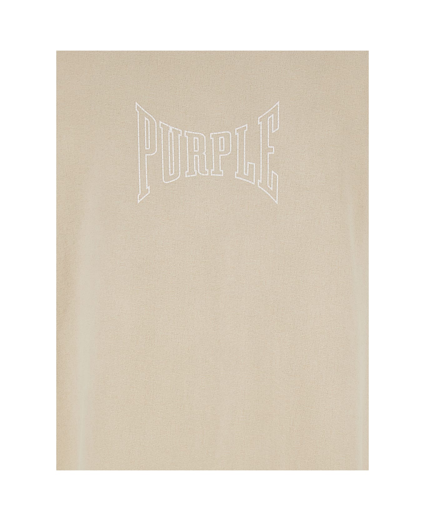 Purple Brand Beige Sleeveless Top With Logo Lettering Print In Cotton Man - Beige