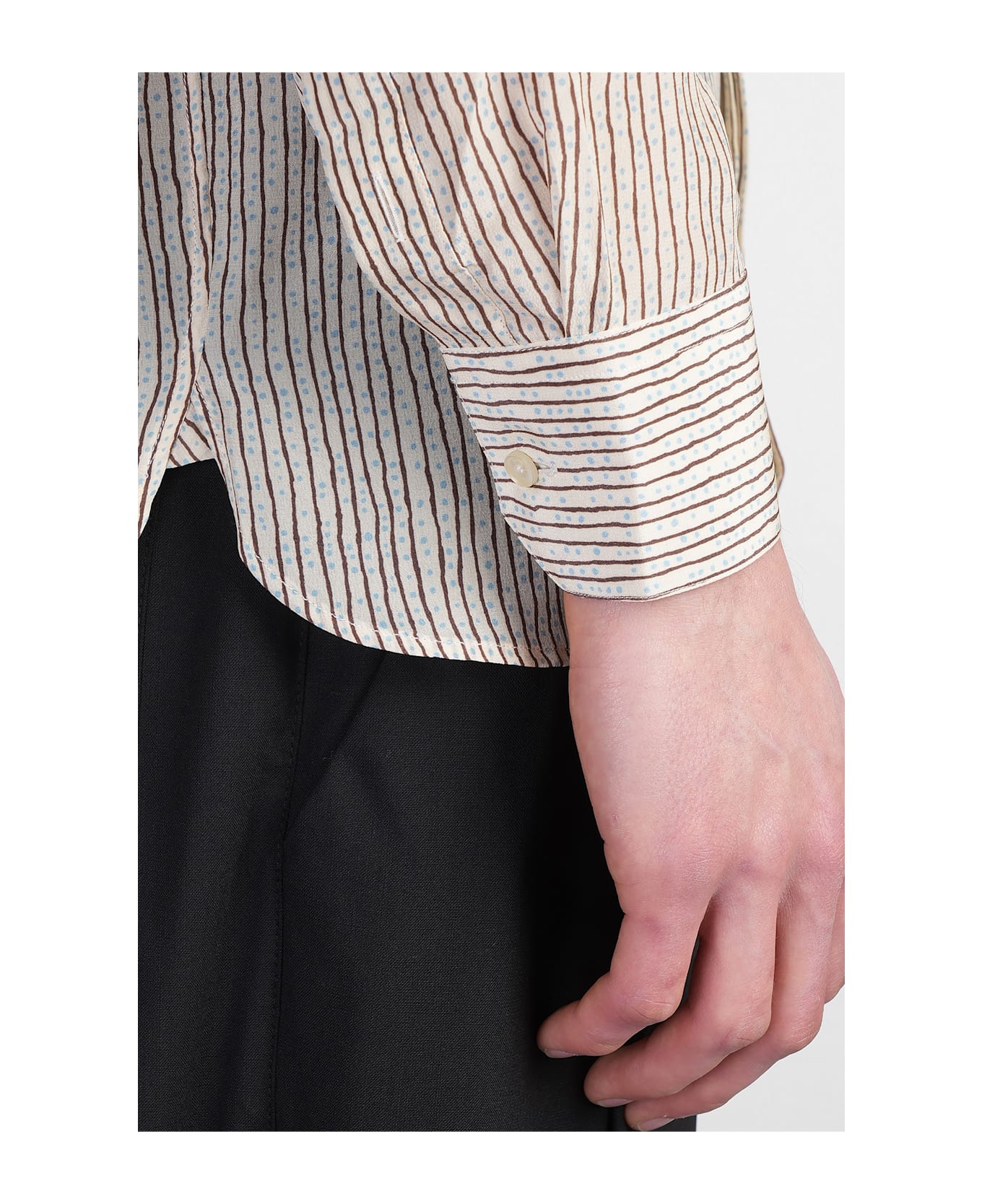 Laneus Shirt In Beige Silk - beige