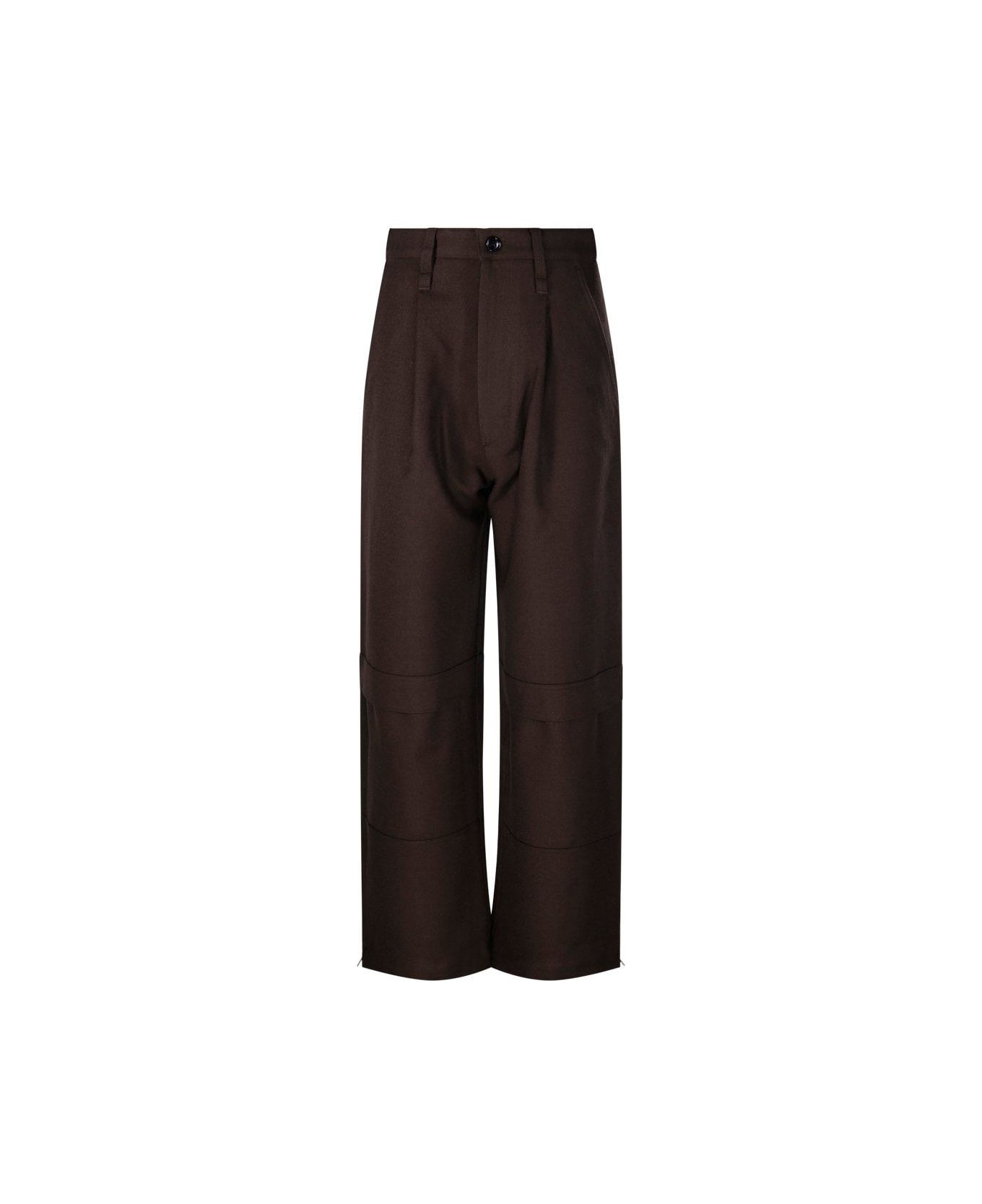 Ami Alexandre Mattiussi Gabardine Cargo Trousers - Brown