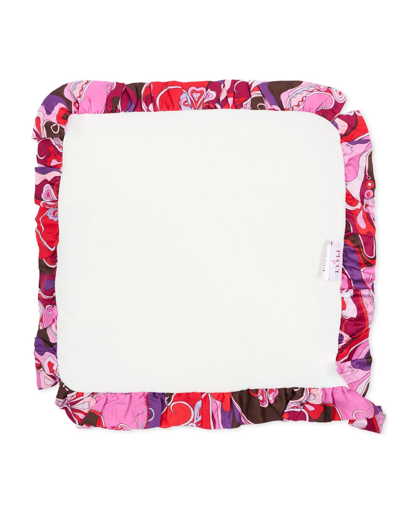 Pucci White Ruffled Blanket For Baby Girl - Ivory