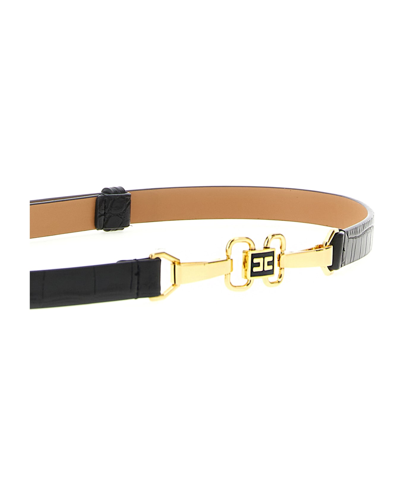 Elisabetta Franchi Logo Buckle Belt - Black  