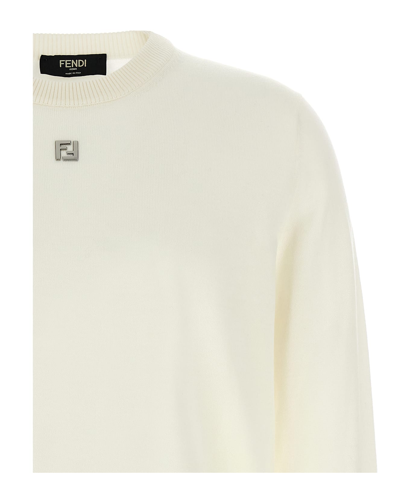 Fendi Ff Logo Sweater - Bianco