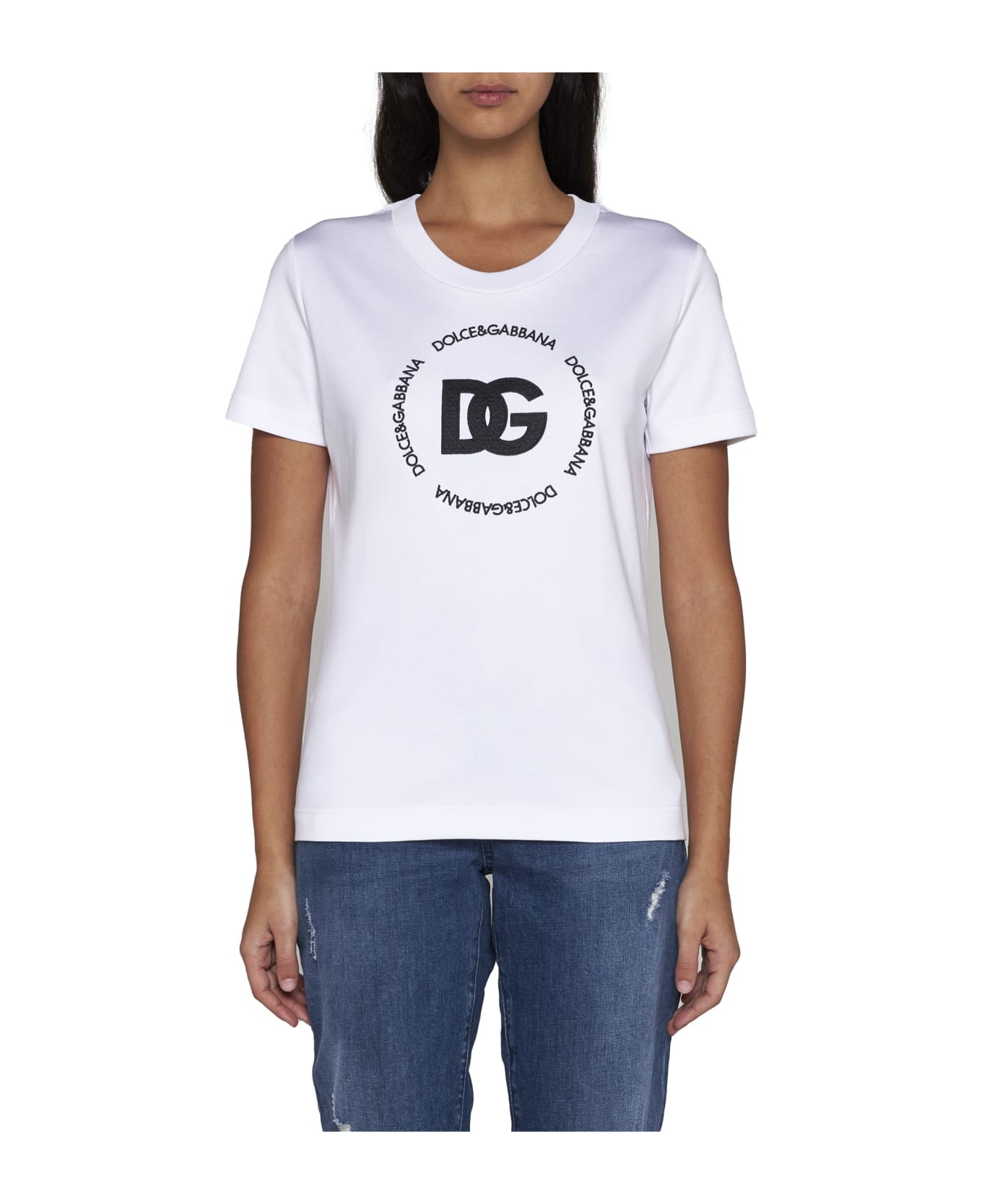 Dolce & Gabbana Cotton T-shirt With Dg Logo - White Tシャツ