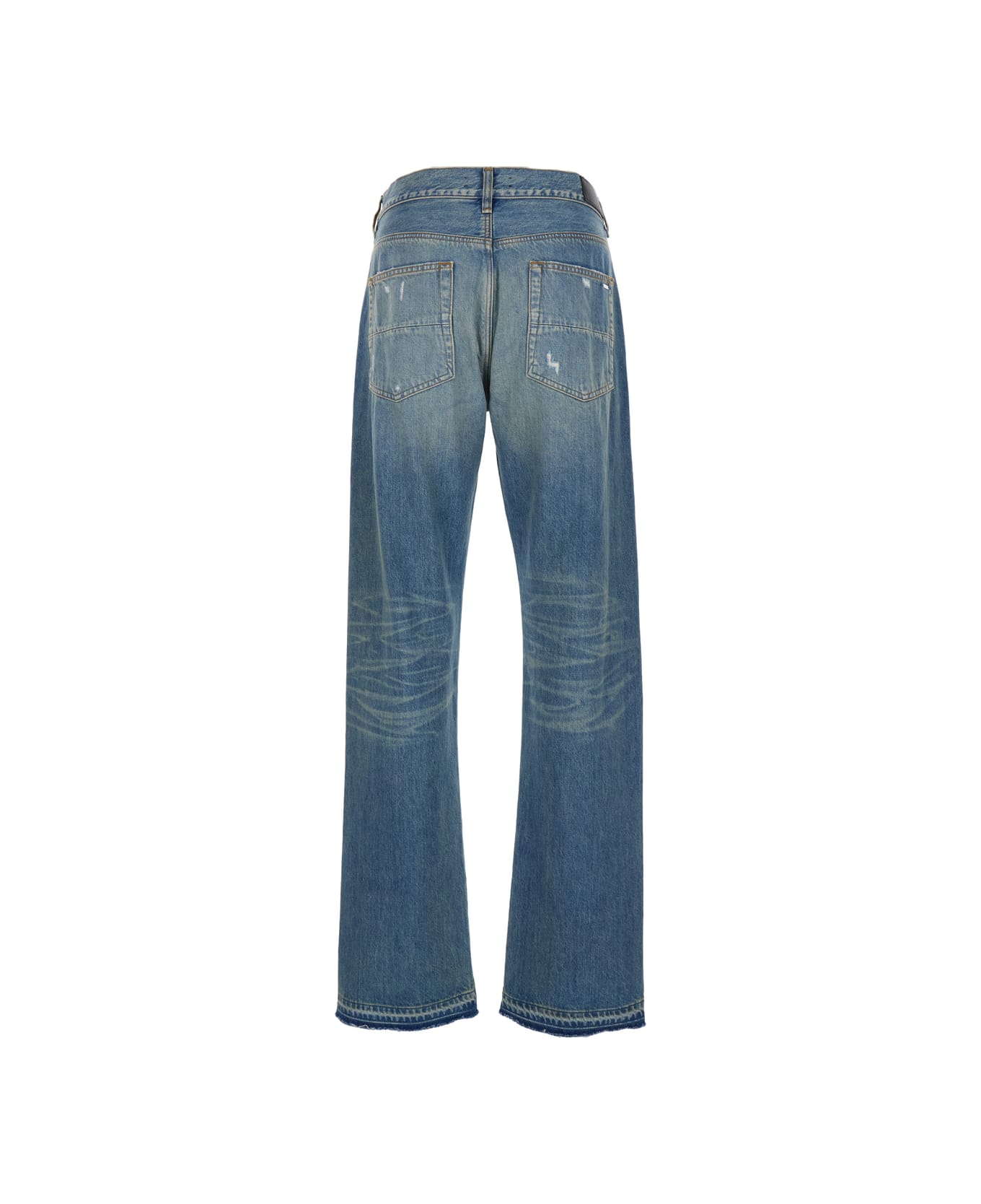 AMIRI Light Blue Straight Jeans With Used Effect In Cotton Denim Man - Blu