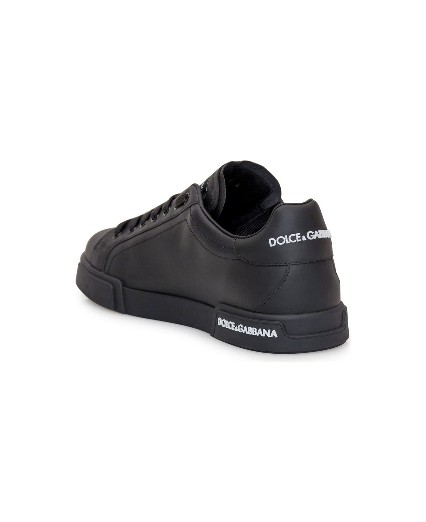 Dolce & Gabbana Portofino Leather Low-top Sneakers - black