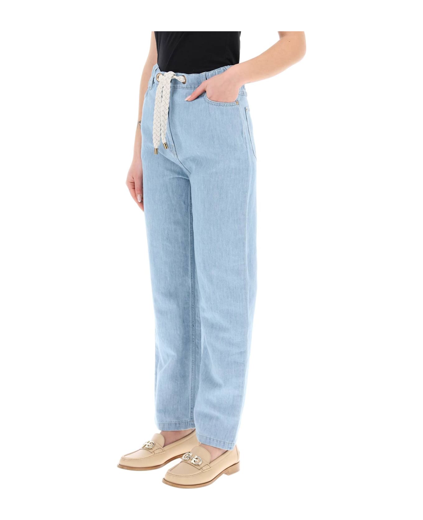 Agnona Drawstring Jeans In Light Denim - BLEACHED (Light blue) デニム