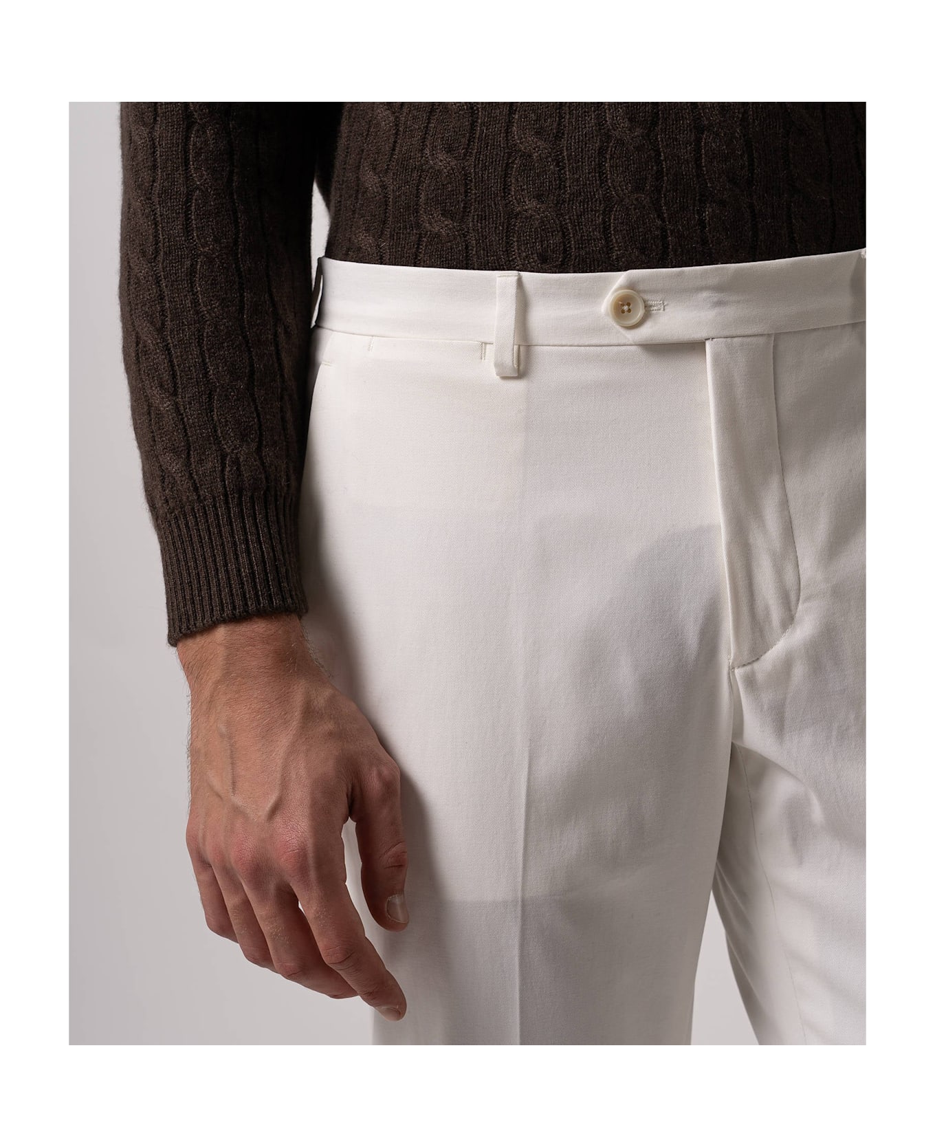 Larusmiani Velvet Trousers Howard Pants - Ivory