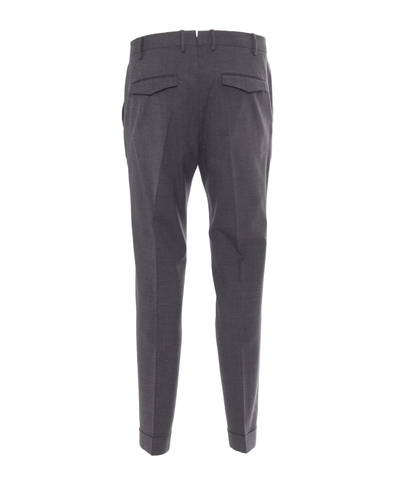 PT Torino Master, Flat Front, Diagonal Pockets, Flap Back Pockets, Turn-up - GREY