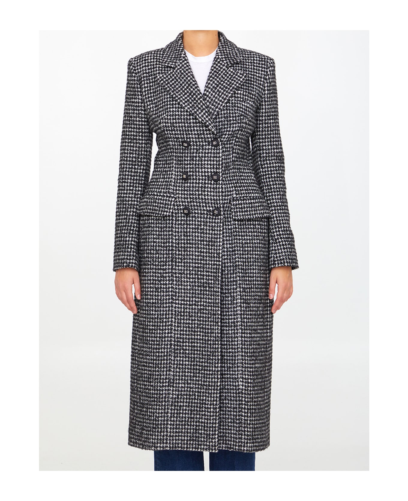 Dolce & Gabbana Houndstooth Coat - White