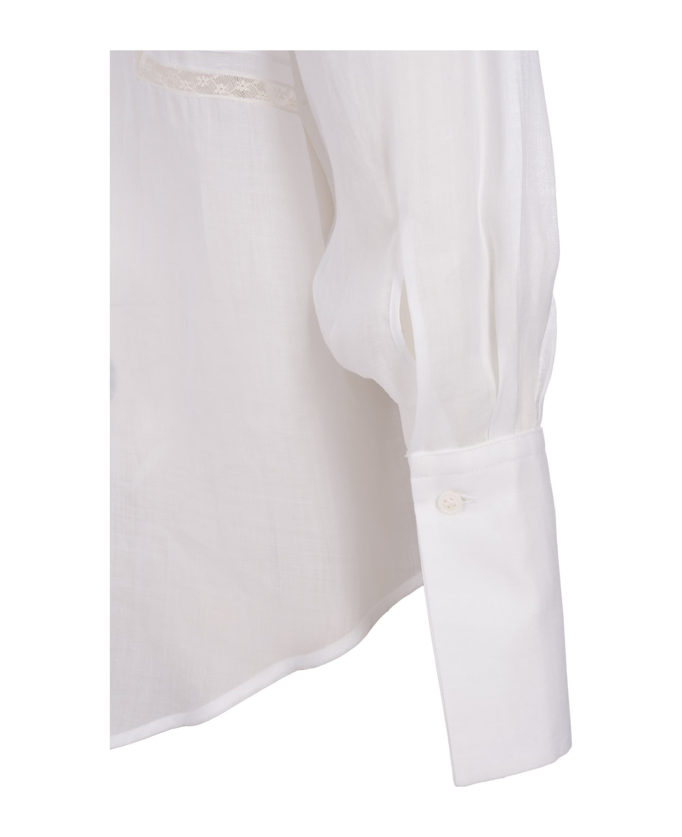 Ermanno Scervino White Ramie Shirt With Valenciennes Lace - White