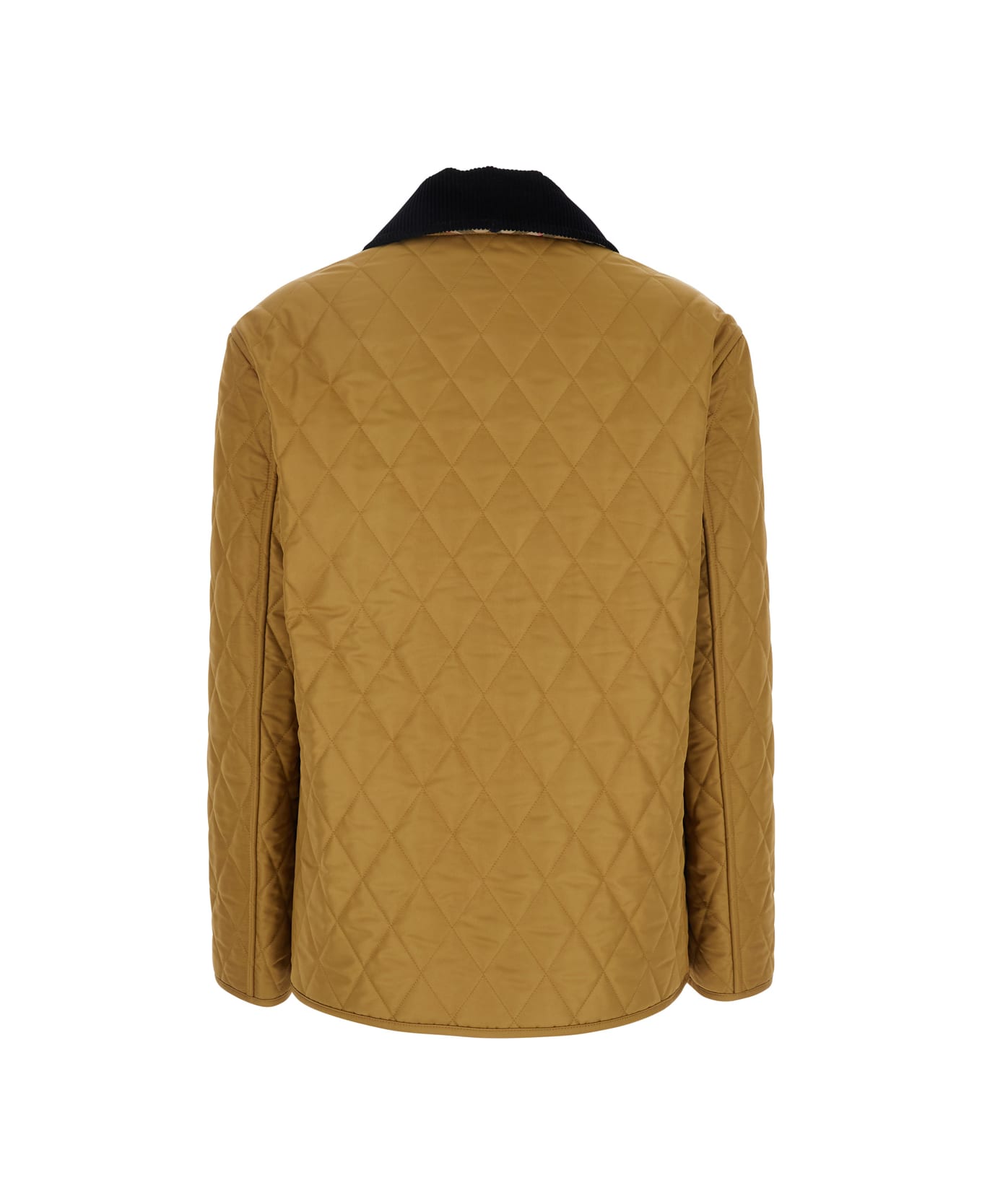 Burberry Beige Quilted Jacket With Contrasting Collar In Tech Fabric Woman - BROWN
