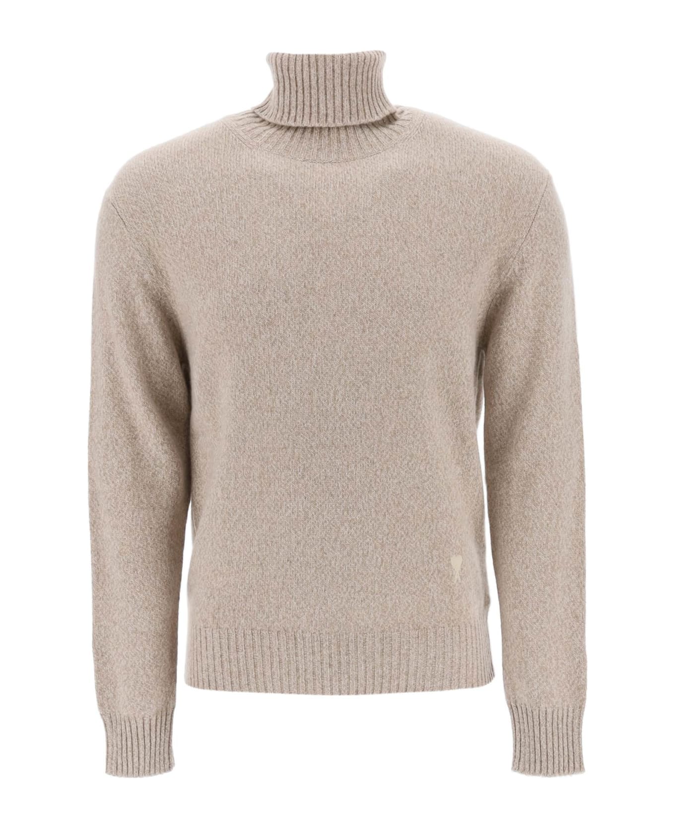 Ami Alexandre Mattiussi Melange-effect Cashmere Turtleneck Sweater - CHAMPAGNE (Beige)